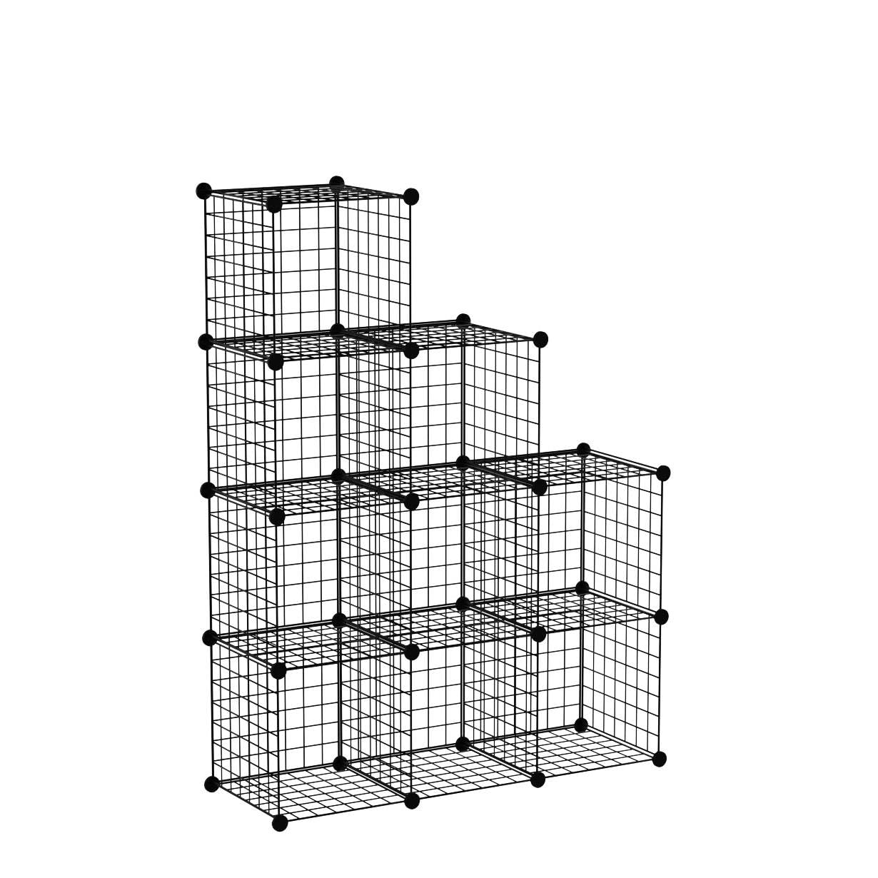 C&AHOME Wire Cube Storage - 9-Cube Organizer, Metal Grids, Modular Bookshelf, Closet Cabinet, Ideal for Home, Living Room, Office - 36.6'L x 12.4'W x 48.4'H Black