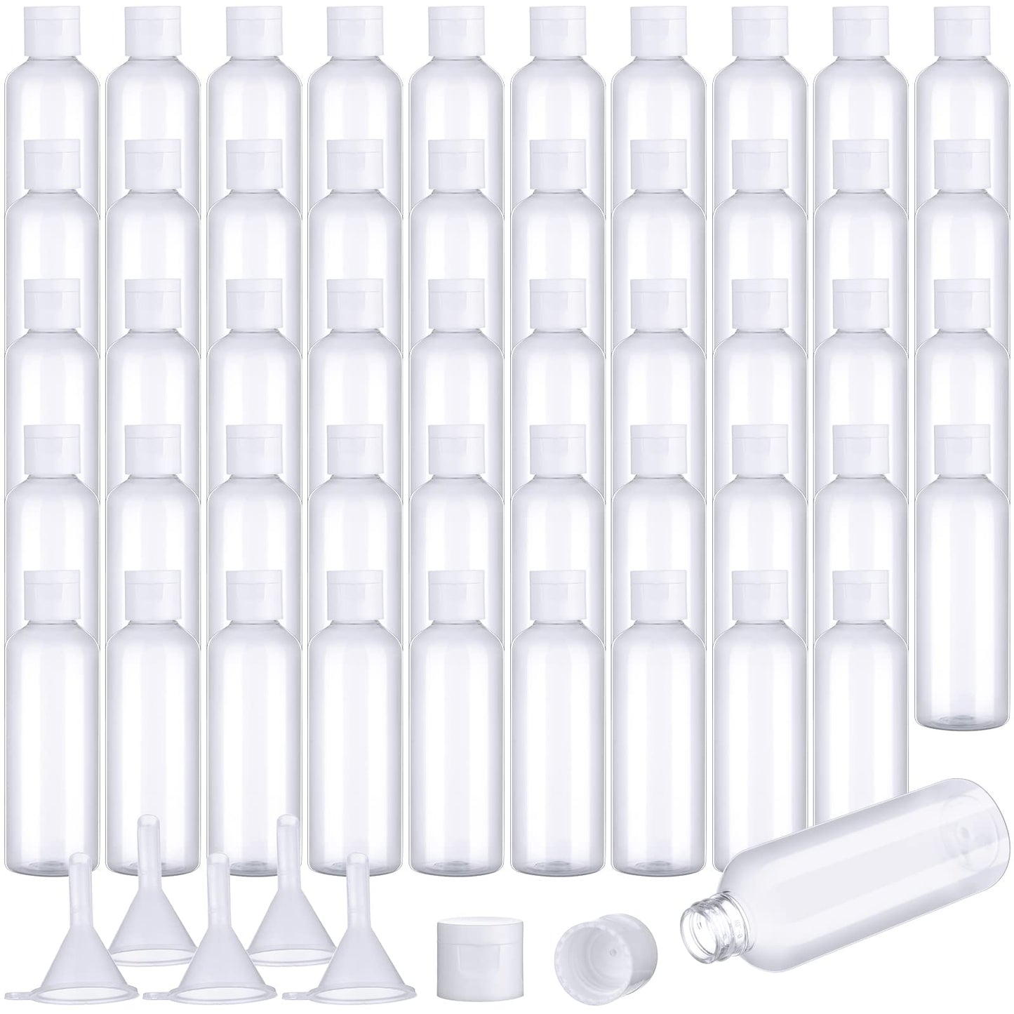 100 Pcs 3.4oz Small Travel Bottles Plastic Empty Squeeze Bottle Clear Refillable Shampoo Container with 5 Funnel for Liquids Cream Cosmetic Toiletries