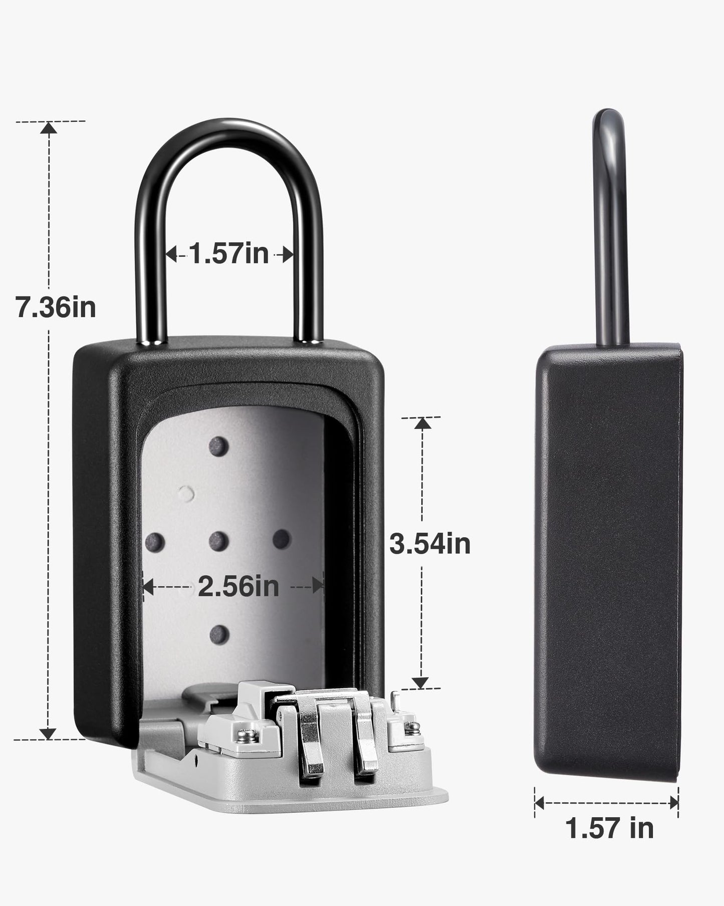 Puroma Lock Box, Large Key Lock Box Resettable Combination Code Lockbox, Portable Wall Mount Lockbox Security Safe Box for Outside Outdoor Home Office Door Handle House Key, Gray (2 Pack)
