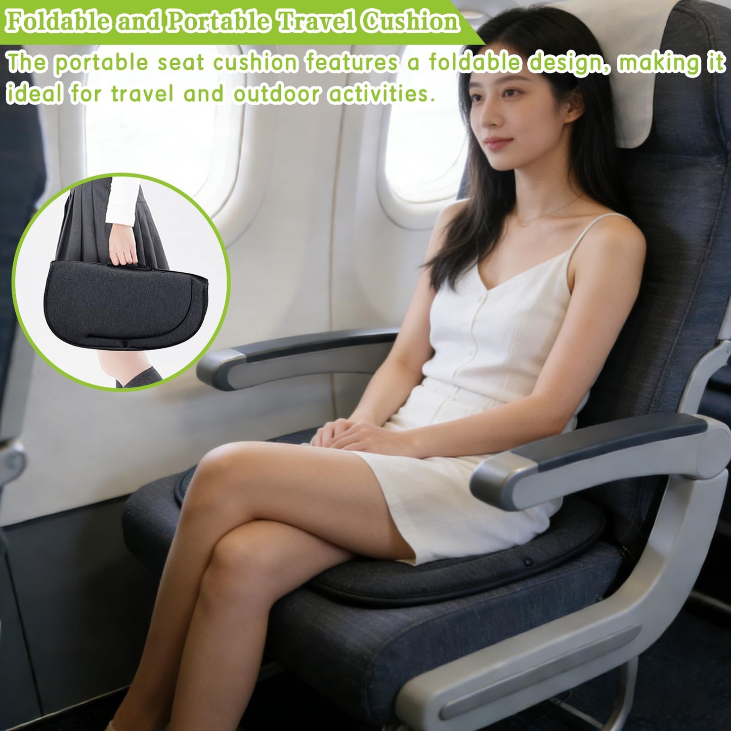 Newsty Gel Seat Cushion Orthopedic Lightweight Folding Seat Cushion for Car/Chair/Train/Airplane/Stadium Seat