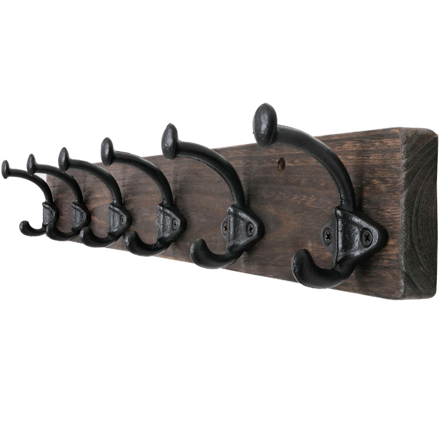 WEBI Rustic Coat Rack Wall Mount,24" Long 6 Cast Iron Coat Hooks Wall Mounted,Heavy Duty Farmhouse Wood Coat Hanger Wall Antique Vintage Hooks for Hanging Jacket,Clothes,Backpack,Weathered Brown