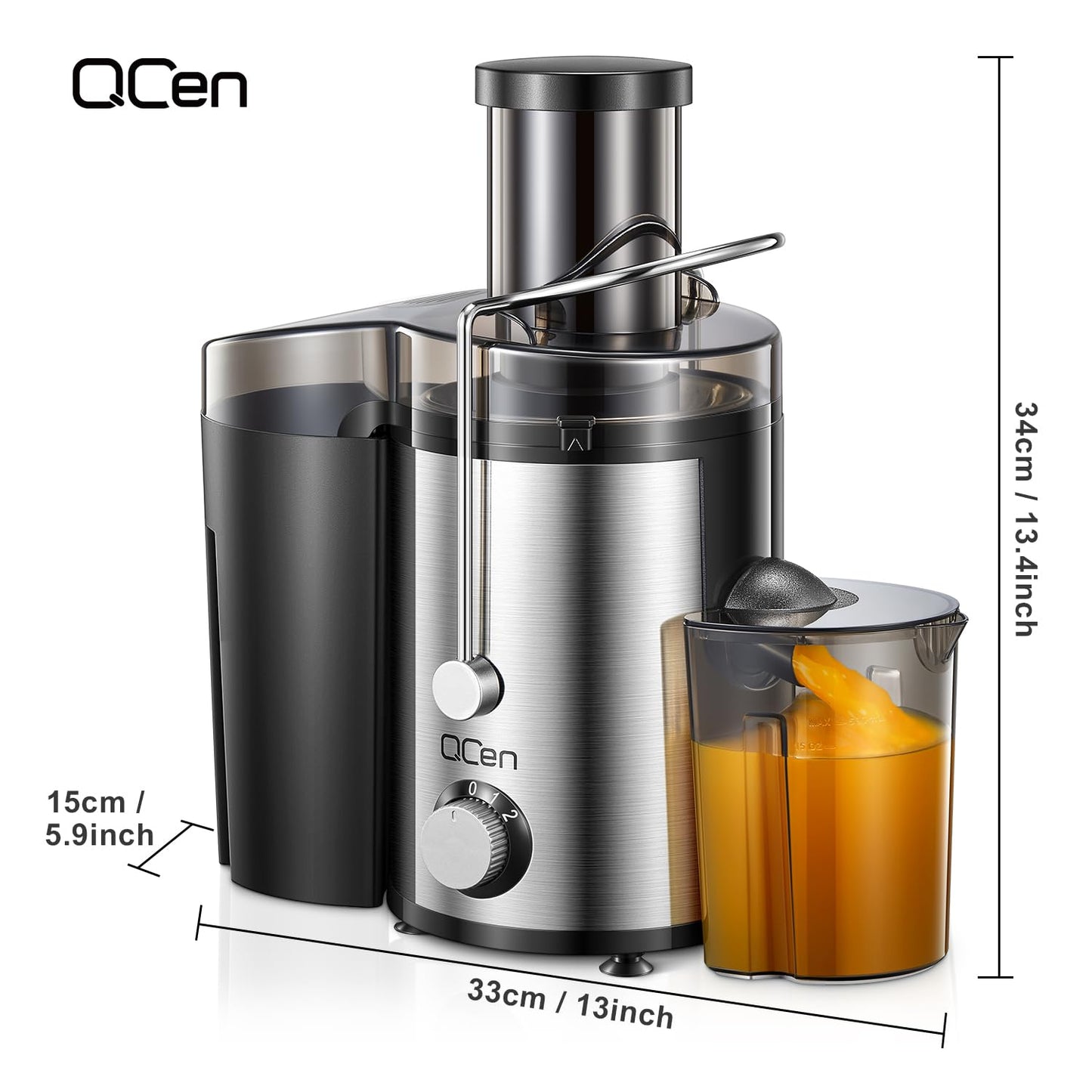 Juicer Machine, 800W Centrifugal Juicer Extractor with Wide Mouth for Fruit Vegetable, Easy to Clean, Stainless Steel, BPA-free (Black)