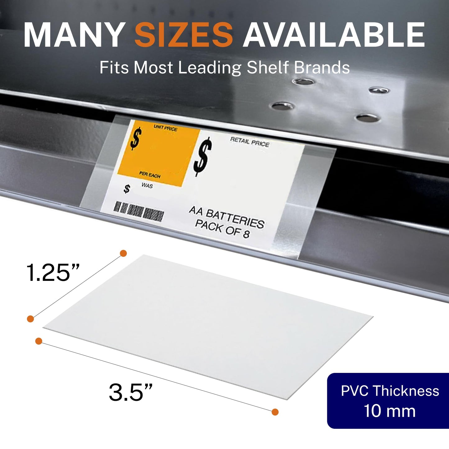 CinchSigns Clear Plastic Label Holder - Shelf Price Tag Holder, 1000 Count Bulk Bundle - 10mm Thick Glossy Chips for Retail Merchandising, Warehouses and Professional Store Display - 3.5"L × 1.25"H