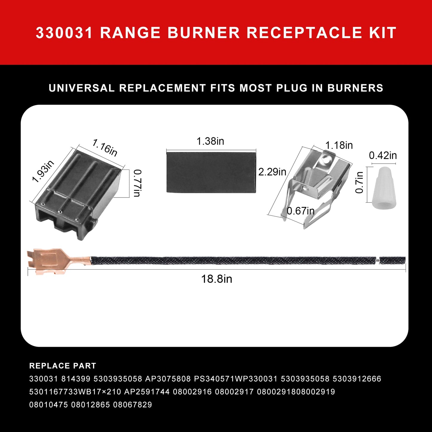 MP22YA Electric Range Burner Element Unit Set and 330031 Range Burner Receptacle Kit -for Am-ana Whi-rlpool K-enmore Electric Ranges/Stove,Stove Eye Replacement Parts Replace WP660532, WP660533