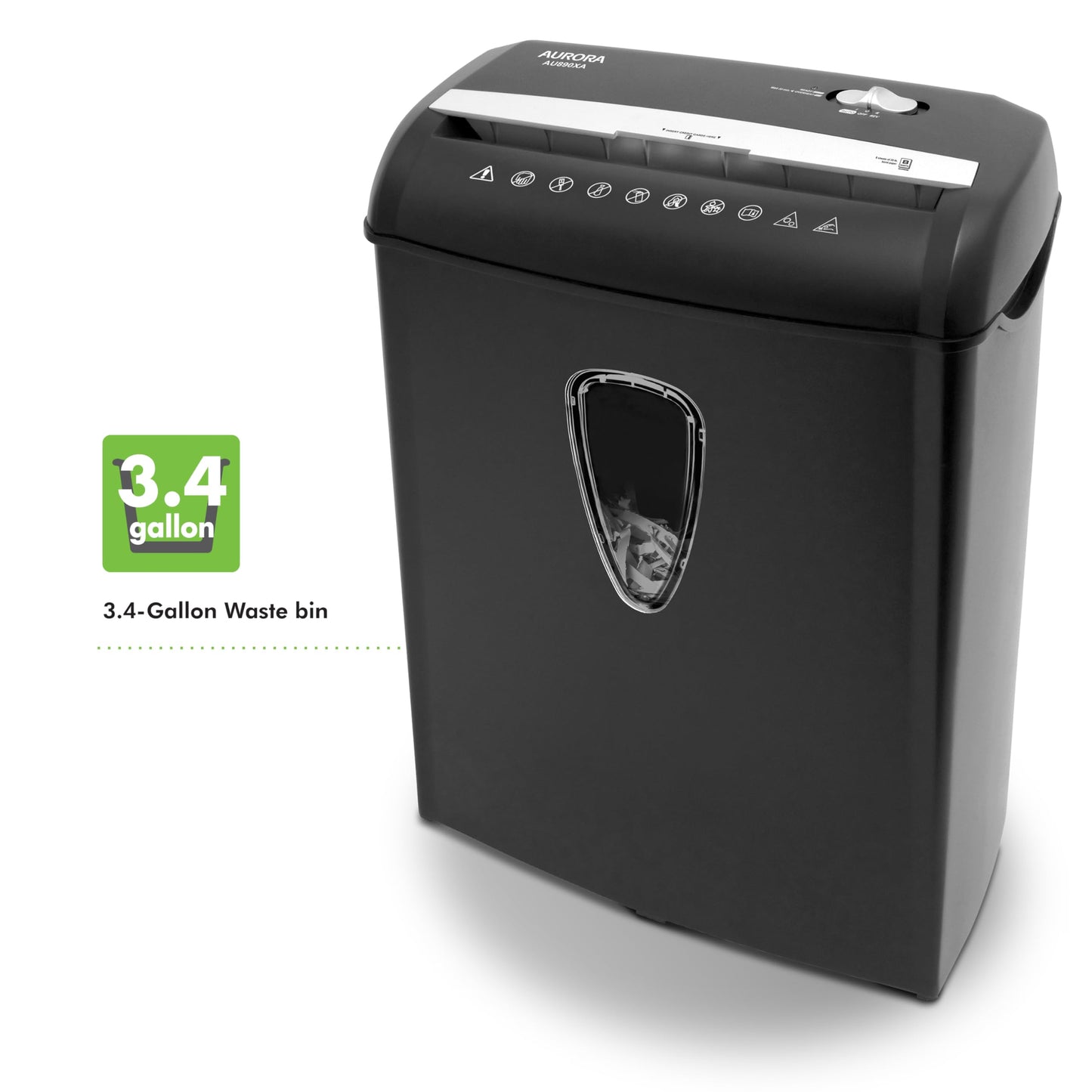 Aurora AU890XA 8-Sheet Crosscut Paper and Credit Card Shredder with Wastebasket