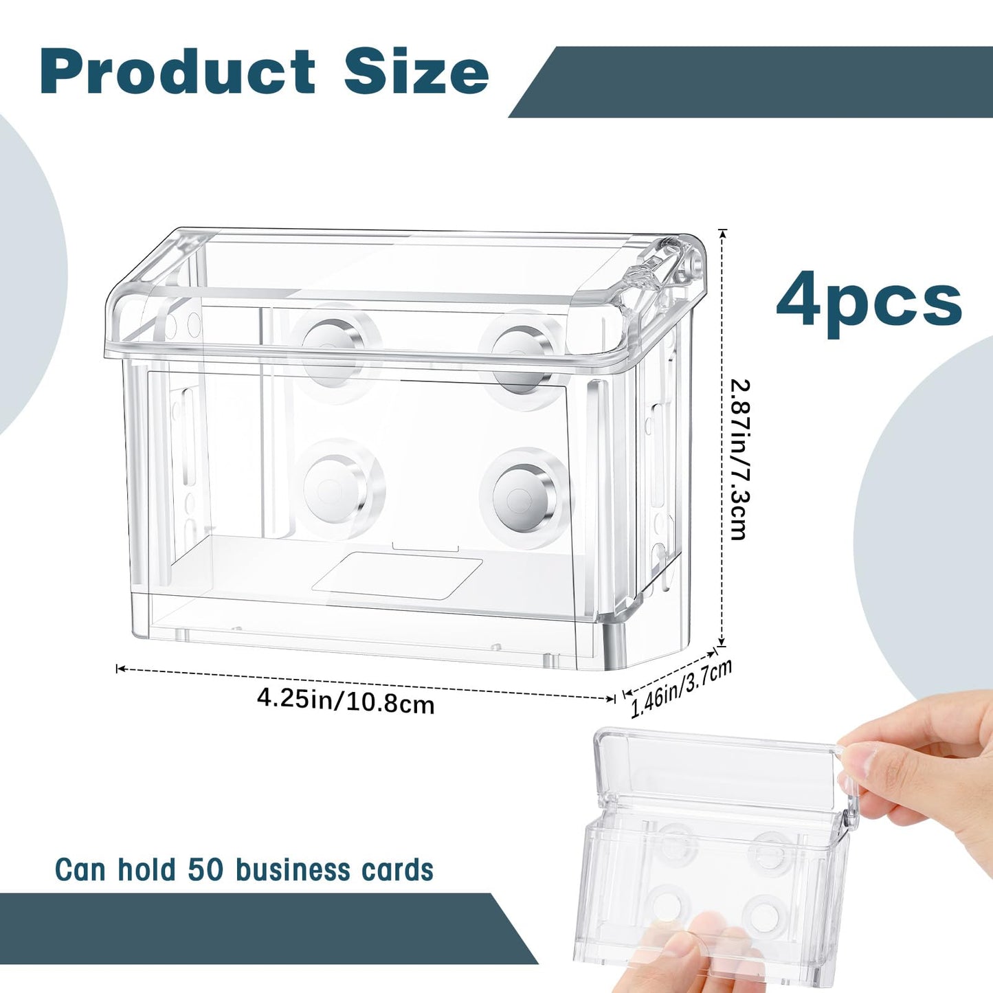 Jetec 4 Pcs Magnetic Outdoor Business Card Holder, Acrylic Vehicle Clear Business Card Holder Mount Box for Smooth Metal Surface for Office Store Trucks Wall, 4.25 x 1.46 x 2.87 Inch