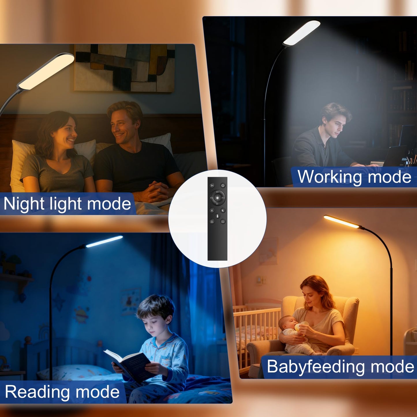 Floor Lamp, LED Floor Lamp with Remote Control Foot Switch for Living Room, Stepless Adjustable Colour Temperature Brightness Standing Lamp with Timer, Eye Caring Tall Lamp Reading for Bedroom,office