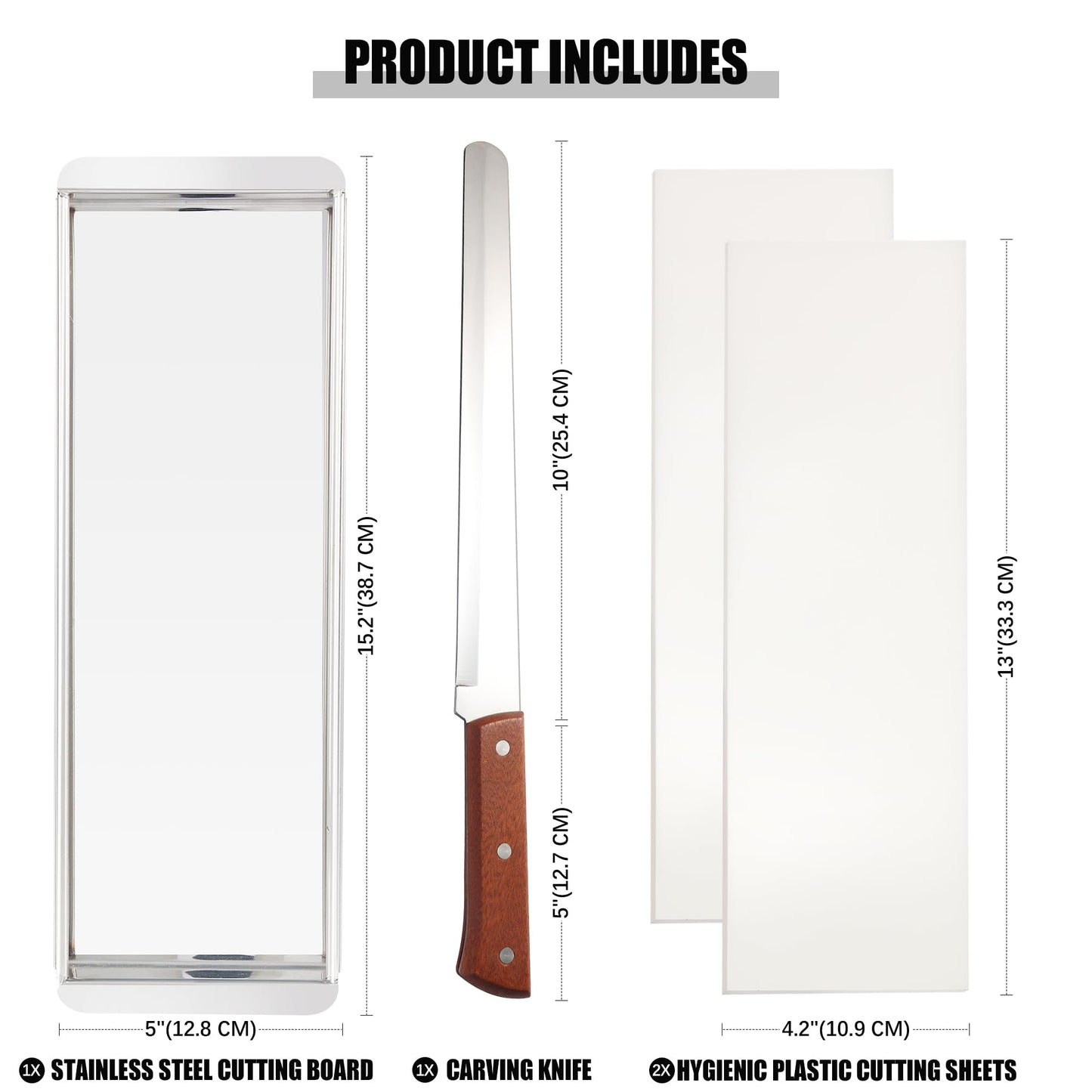 Beef Jerky Slicer Kit,Stainless Steel,Adjustable Thickness,Uniform Slices,Include Cutting Board & 14-Inch Slicing Knife,Thin Meat Slicer Kit for Chefs & Home Kitchens