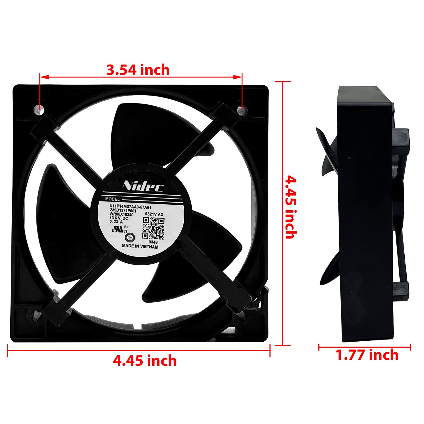 WR60X25858 Refrigerator Evaporator Fan Motor for GE, Replace WR60X10340 U11P14MS7AA3-57A61, PD00054264, EAP12727431, PS12727431, AP6891698, 4931166