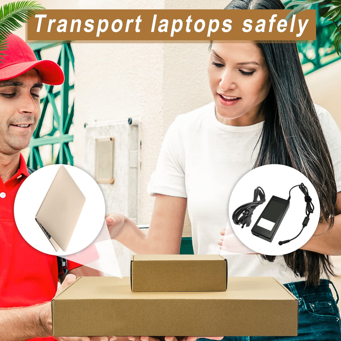 2 Sets Laptop Shipping Box with Foam Protection Computer Mailing Box up to 17 Inch with Charger Boxs, Foam Frame, Foams Sheets Padding Kraft Secure Mailing Boxes for Packing Moving 16.7x13x2.5 Inch