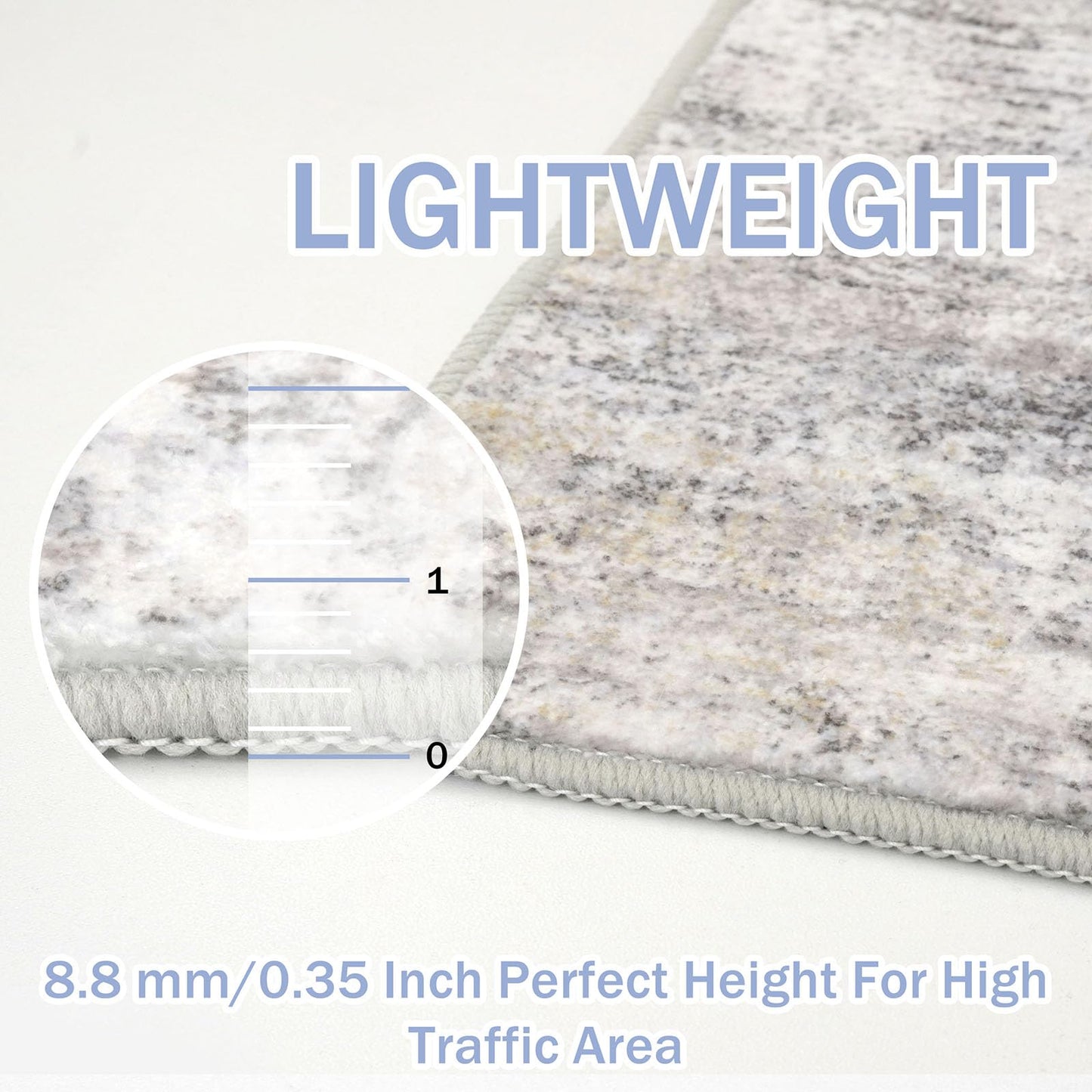 IOHOUZE Abstract Area Rug 4x6 Ft Washable Rugs for Entryway Indoor, Non Slip Small Living Room Rugs Printed Faux Wool Throw Rug, Floor Carpet for Kitchen Nursery Playroom, Grey Beige