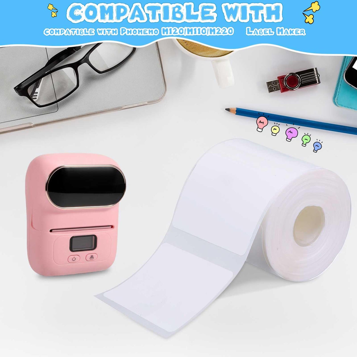 Ctosree 24 Rollers Compatible with Phomemo/D30 Label Printer Blank Adhesive Thermal Paper Compatible with Phomemo Label Printer Paper Sticker Tape for Name Price(1.57 x 1.18 Inch)