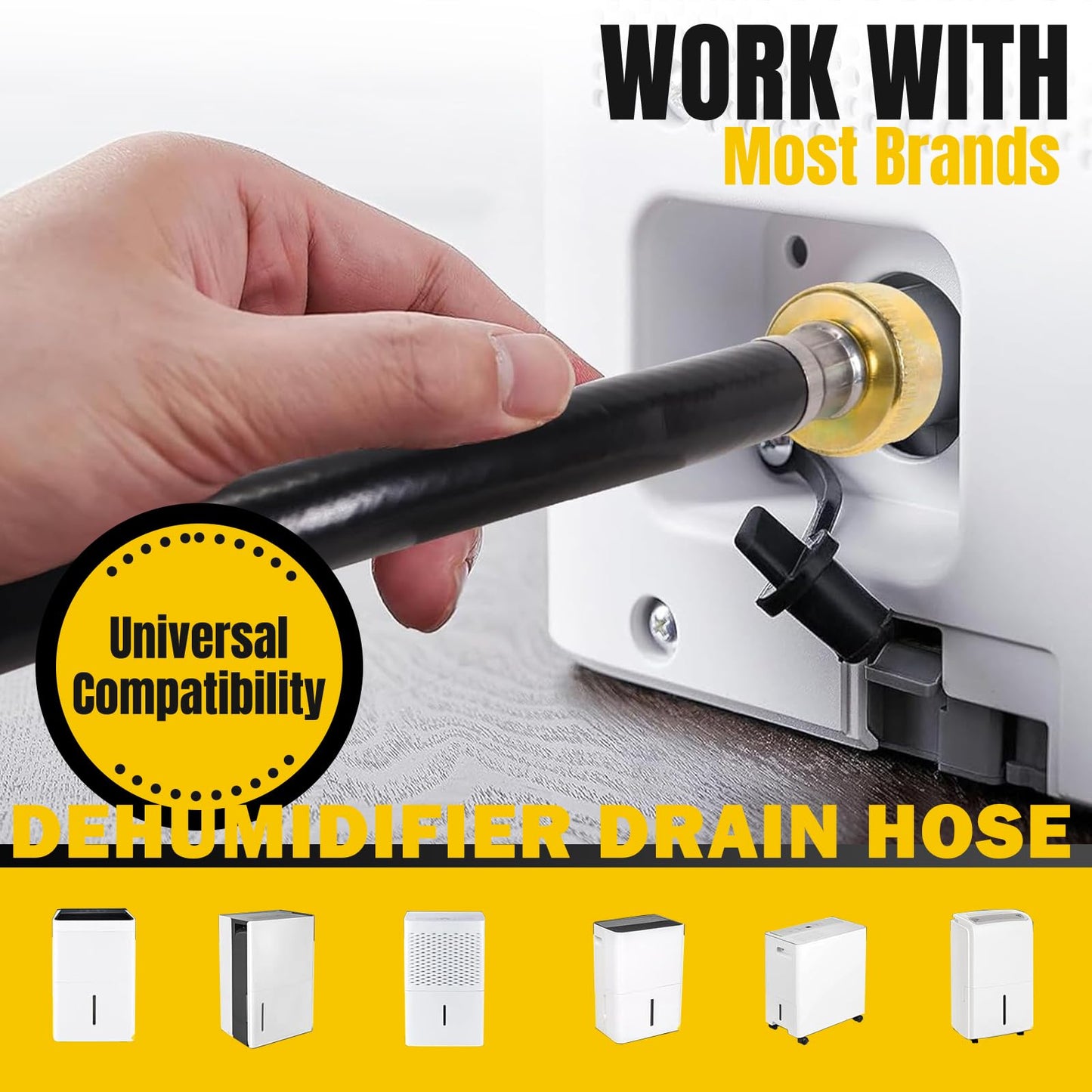 26FT Dehumidifier Drain Hose with 3/4 Inch FHT Leak-Proof and Rust-Resistant Connector Portable AC Tangle-Free Thickened Drain Hose Indoor Perfectly Fit Most Dehumidifier Models