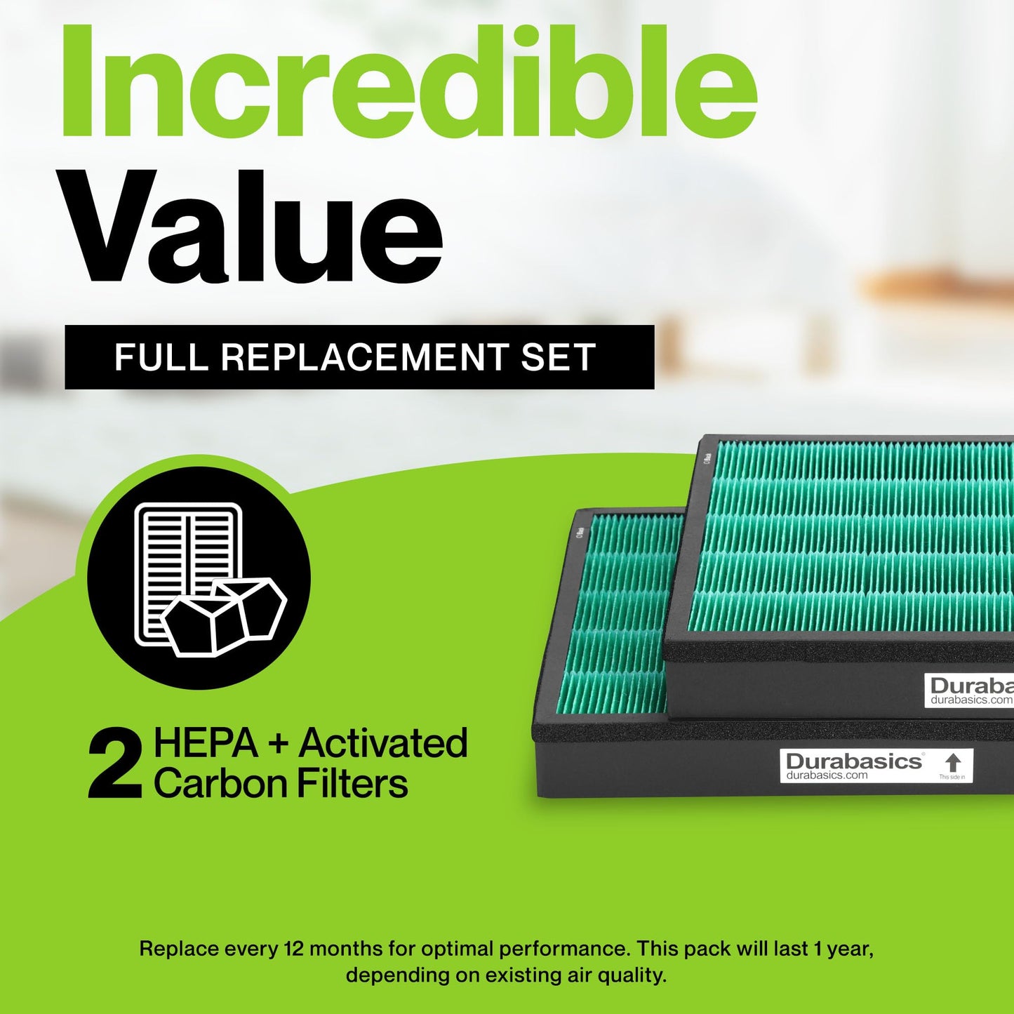 Durabasics Replacement Compatible with 400/400S Airmega Max 2, High Performance HEPA and Activated Carbon Filter for Air Purifier, 2-Pack