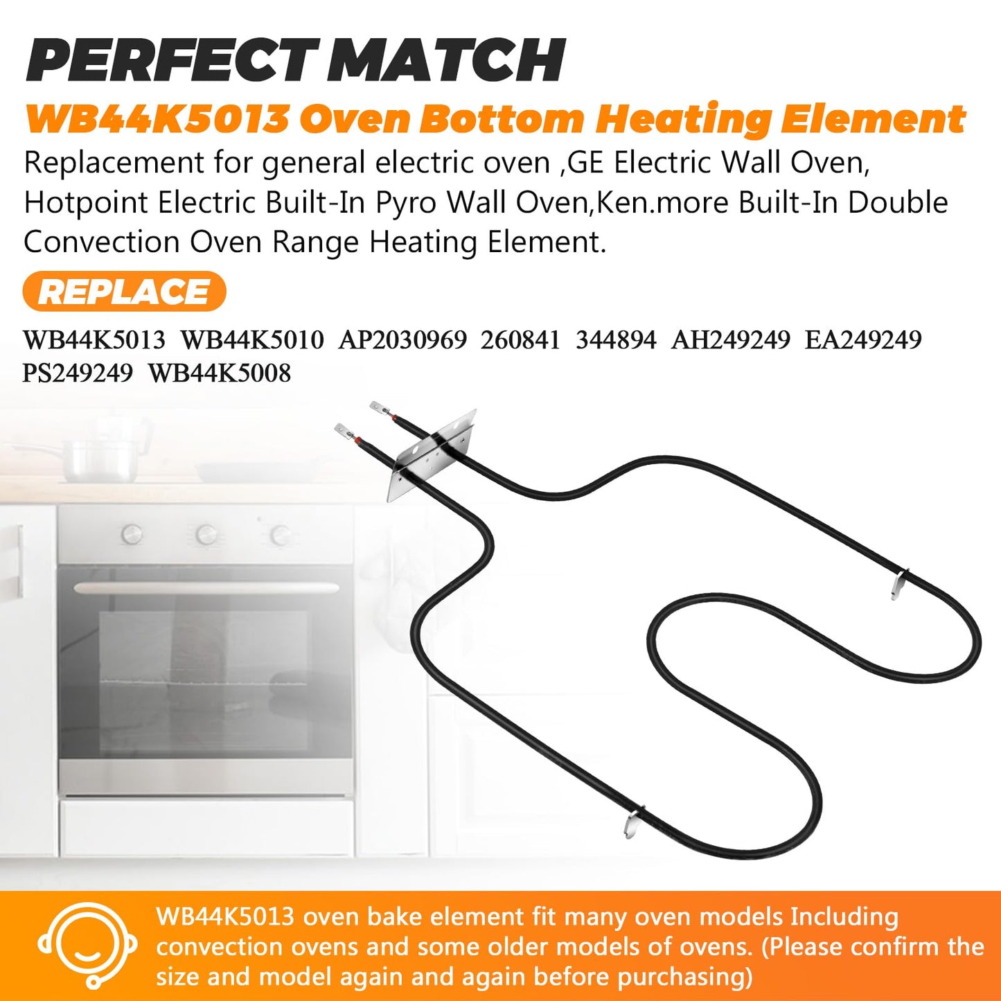 WB44K5013 WB44K5010 Range Oven Bake Element by Blutoget-Fit for GE Hotpoint Ken-more General Electric Oven Bottom Heating Element Replaces WB44K5008 WB44K5010 ERB44K5013 AP2030969 AP4404441