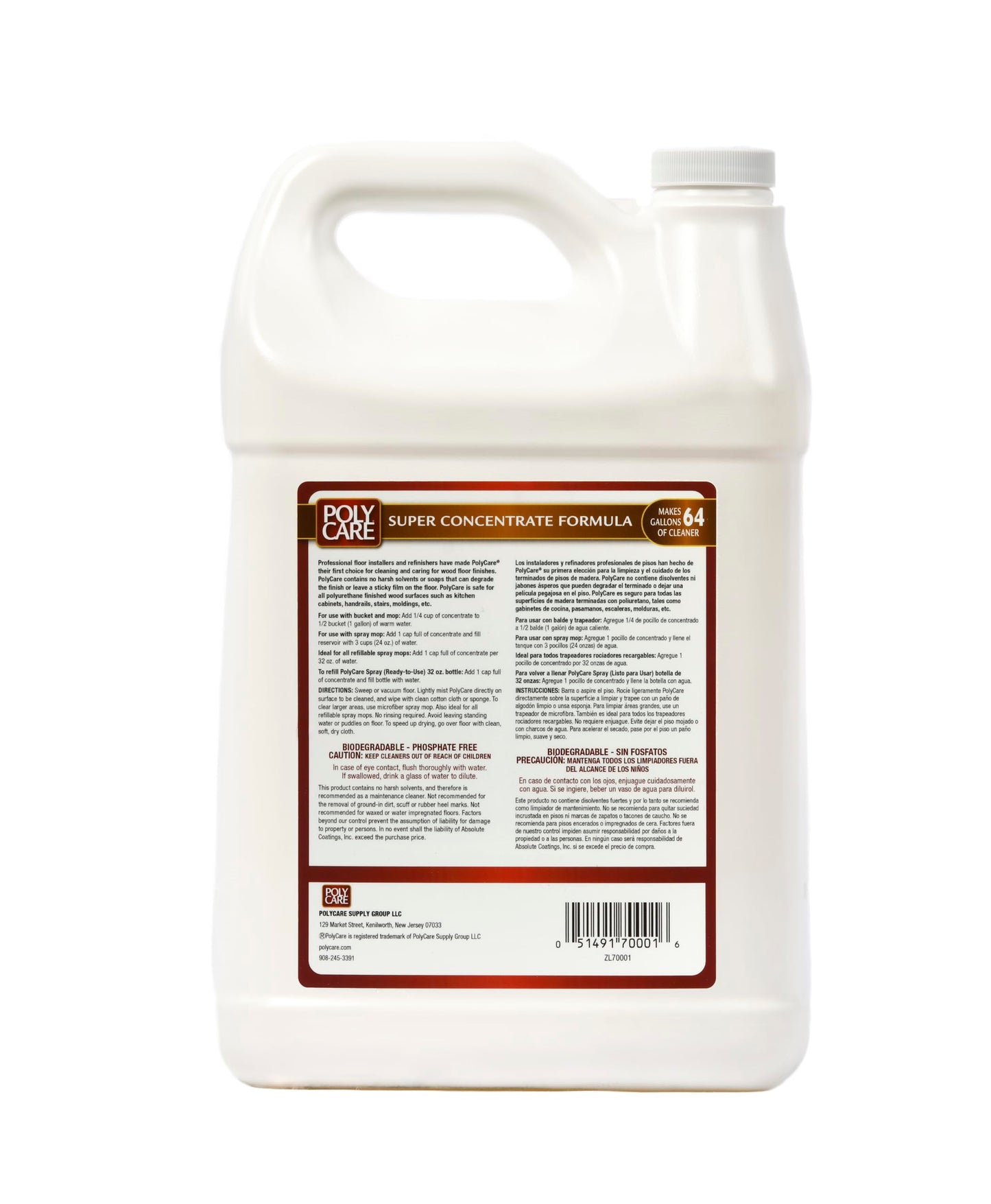 PolyCare Hardwood Floor Cleaner Super Concentrate - 128 Fl Oz - Fresh- Dilute Concentrate with Water for Spray Mops and Spray Bottles - Residue-Free Floor Cleaning Solution