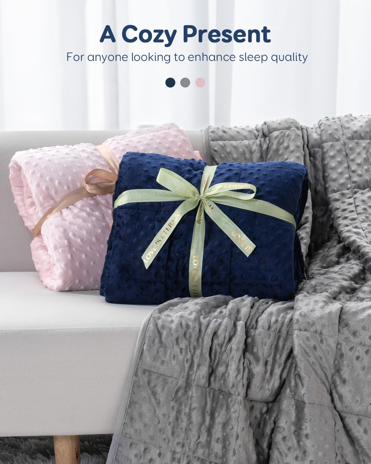 Kivik Breathable Weighted Blanket for Adults, 15 lbs Ultra Soft Minky Dot Heavy Blankets, Reversible Cooling and Warm Blanket for All Seasons, Machine Washable, 60"x80" Queen Size, Grey