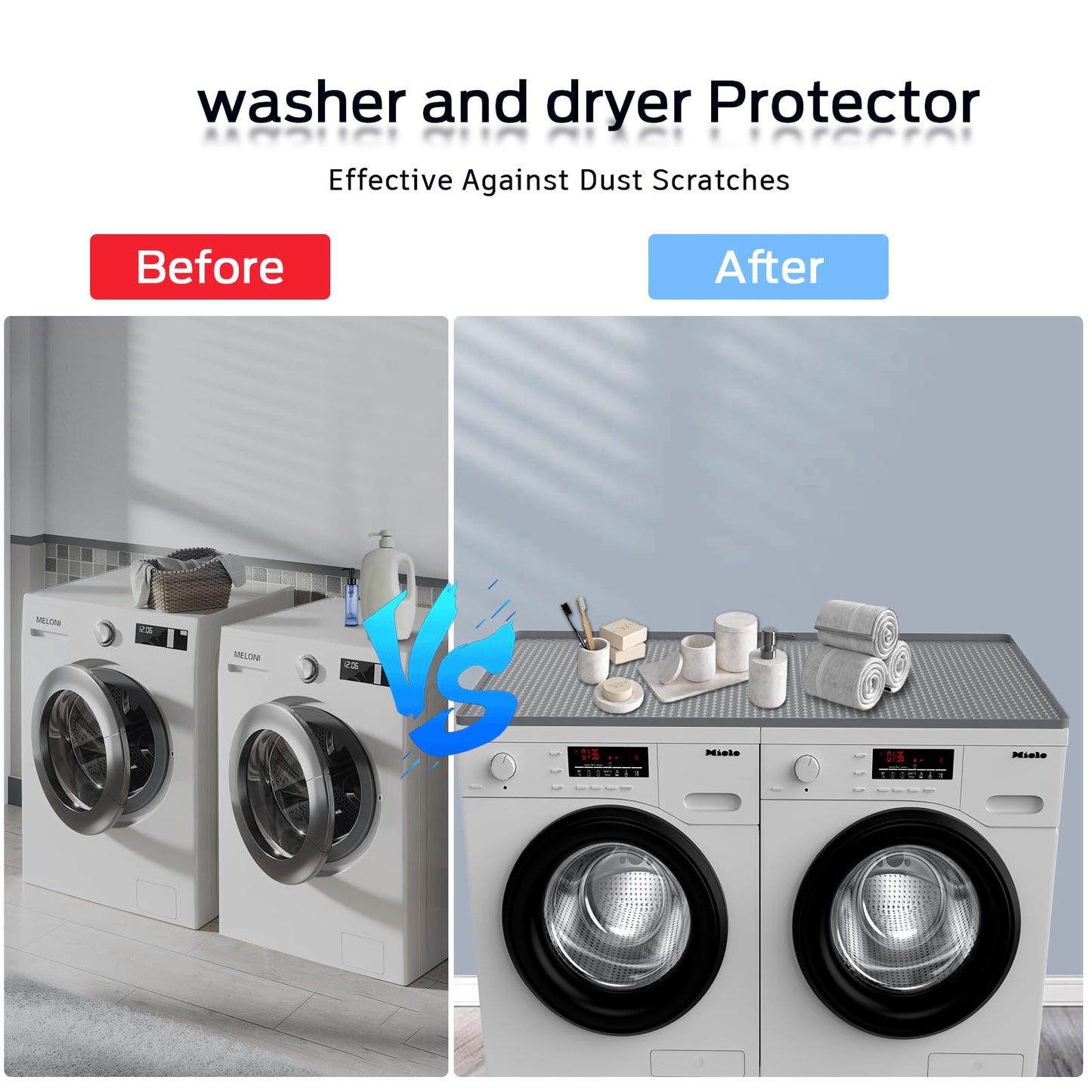 54" x 27.5" Washer and Dryer Covers for the Top，Waterproof and non-slip Washing Machine Cover，Applies to Kitchen、laundry room organization，Washer Dryer Countertop. (Gray)