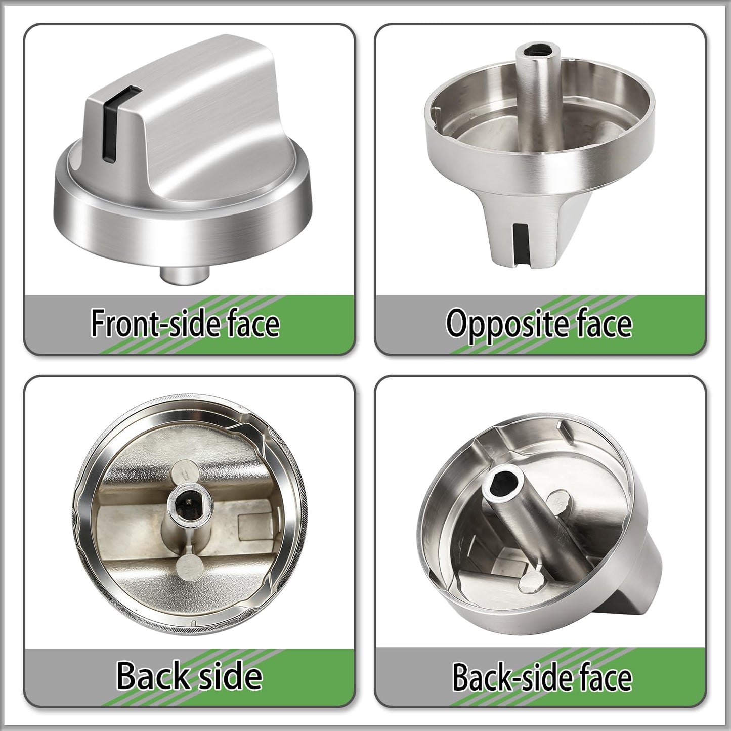 Upgraded Metal WB03X29300 Gas Stove Surface Burner Control Knobs,Compatible with GE Cooktop Knobs Replacements Models:JGP3030SL2SS, JGP3036SL1SS,JGP3530SL1SS,JGP5530SL1SS,JGP5536SL1SS Stainless Steel