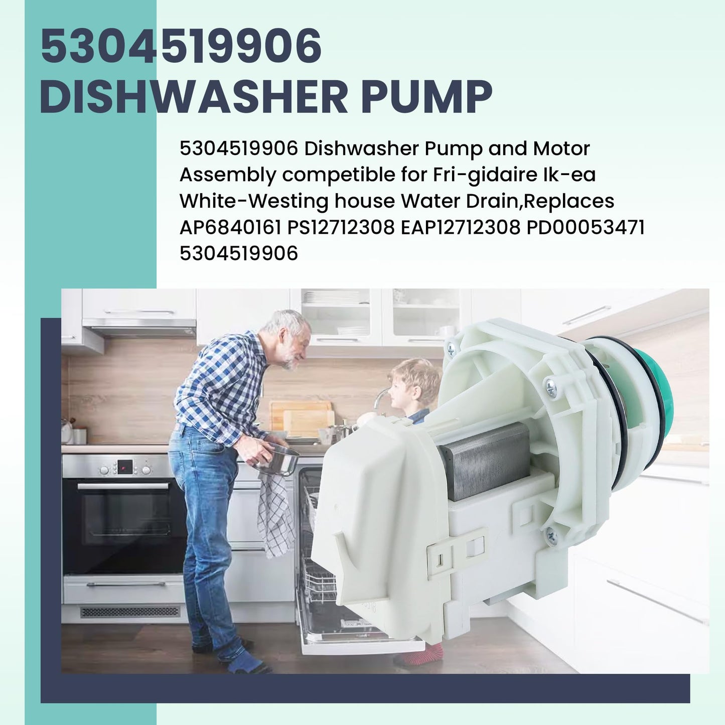 5304519906 BLP11-2 Dishwasher Pump and Motor Assembly Compatible for Fri-gidaire Ik-ea White-Westinghouse Washer Water Pump,Replaces AP6840161 A11951402 PS12712308 by MIFLUS