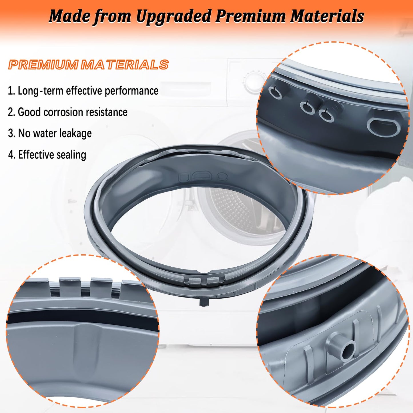 Upgraded 4986ER0004F Washer Door Boot Seal for LG Washer Door Seal, Replaces Washing Machine Door Bellow Gasket 4986ER0004J 4986ER0004K 4986ER0004N
