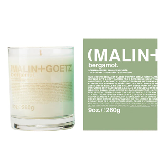 Malin + Goetz Bergamot Candle, 9 oz. – Bright & Refreshing Aroma Scent Fragrance, Scented Candle, Natural Vegetable Wax Blend, Vegan & Cruelty Free, Single Wick Candle, Lasts 60 Hours
