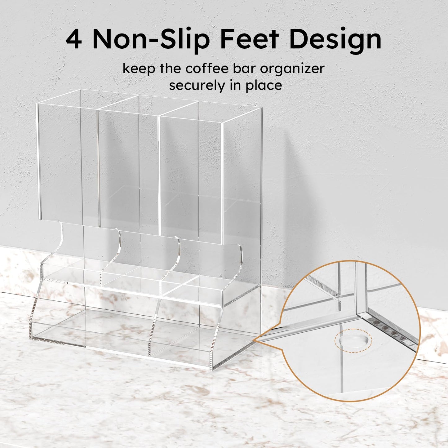 AITEE Clear Acrylic Coffee Pod Holder Dispenser for K Cups, 30-Capacity 3-Compartment Visible Rack, Space-Saving Countertop Organizer for Kitchen, Office, Pantry, 8.9" L x 4.6" W x 10.2" H