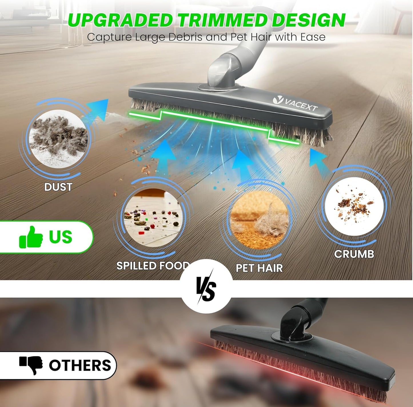 1.25 Inch Stainless Steel Vacuum Extension Wand Compatible with Vacuums using 1 1/4 Inch (1.25in) 32mm Accessories - 1 1/4 Vacuum Extension Tube for Shop Vac (Extension Wand and Hard Floor Brush)