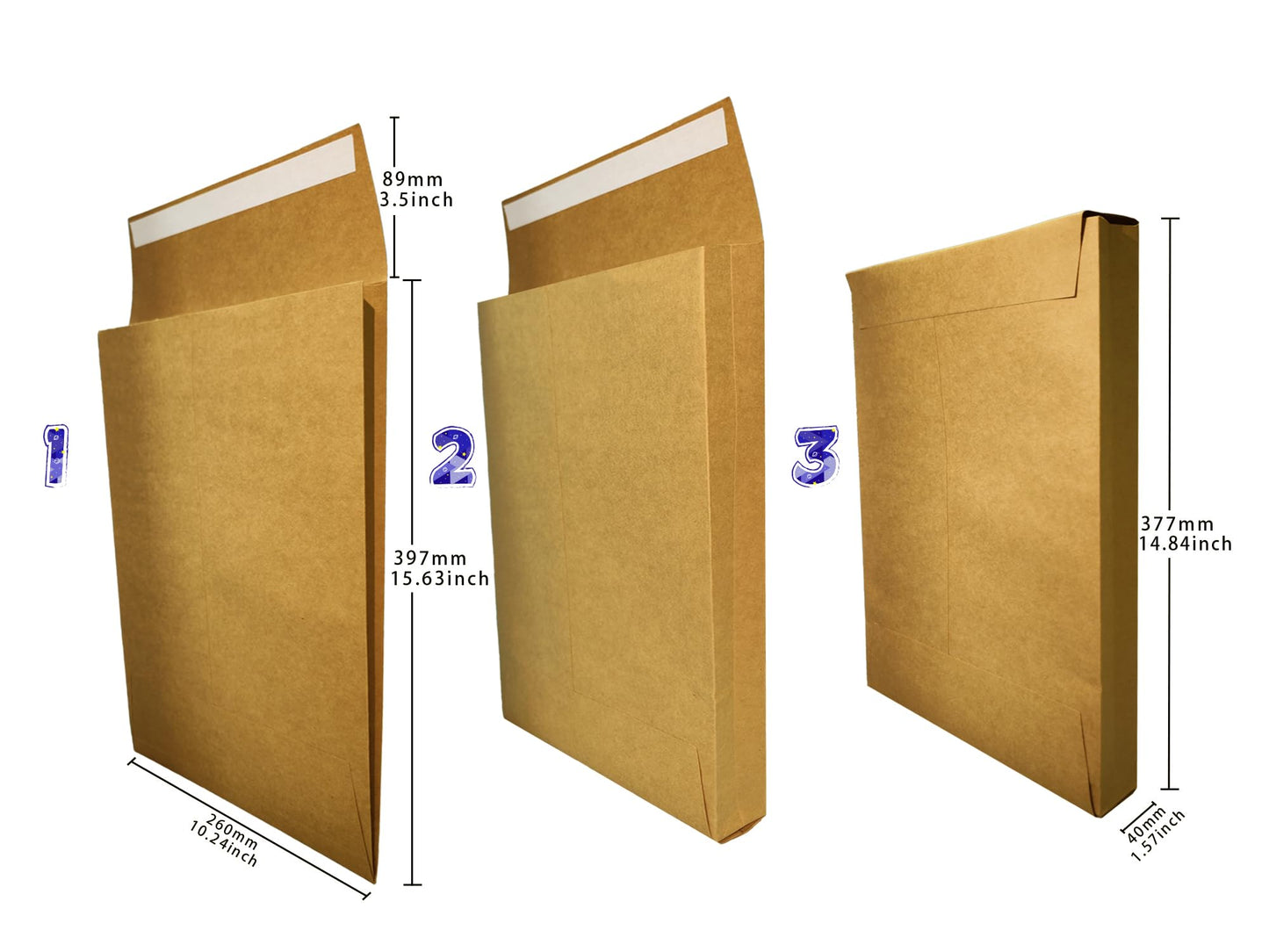 Tanshuqin 10.24" x 15.6" Expandable Envelopes Large Kraft Envelopes Catalog Envelopes for Home Office Business Storage and Organizing, Photos, Documents (20 PCS)