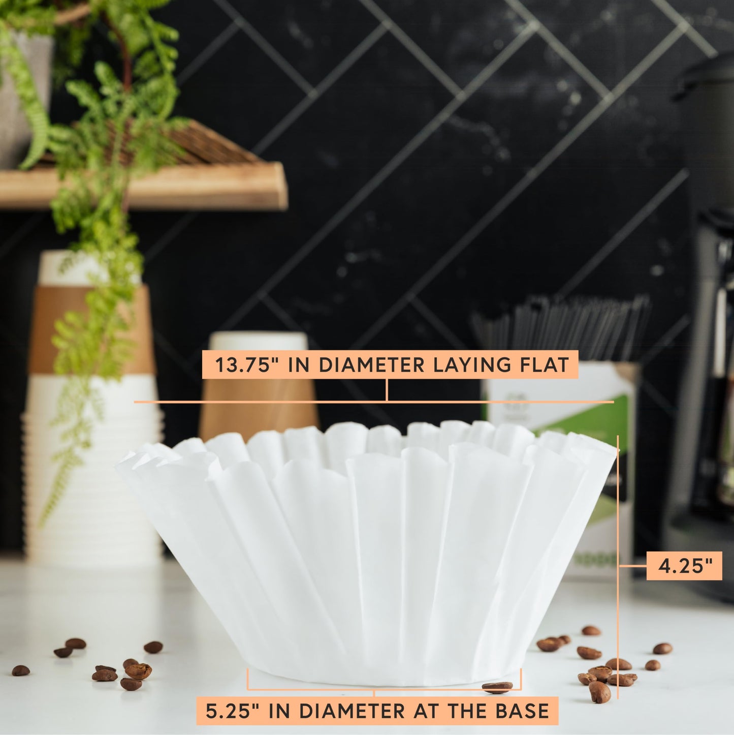 Tupkee Extra Large Coffee Filters – 13.75” x 5.25” – Fits Bunn 1.5–3 Gallon Commercial Coffee & Tea Machines – Chlorine-Free – No Overflow, No Tearing – 250 Count – For Restaurants, Cafés