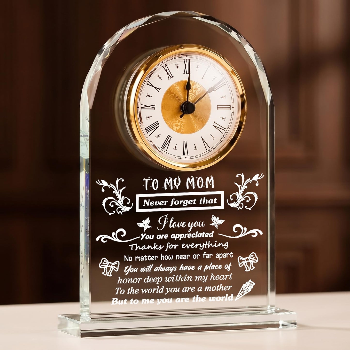 Arikyrist Mothers Day Crystal Clock Gifts for Mom from Daughter Mom Gifts for Birthday Retirement Anniversary Thanksgiving Christmas
