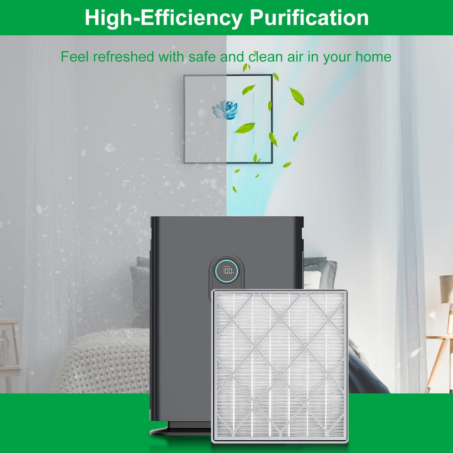 HE401 Filter Replace for Shark Air Purifier 4 Replacement Filter Compatible with Shark 4 HE401 HE402 HE405 HE400