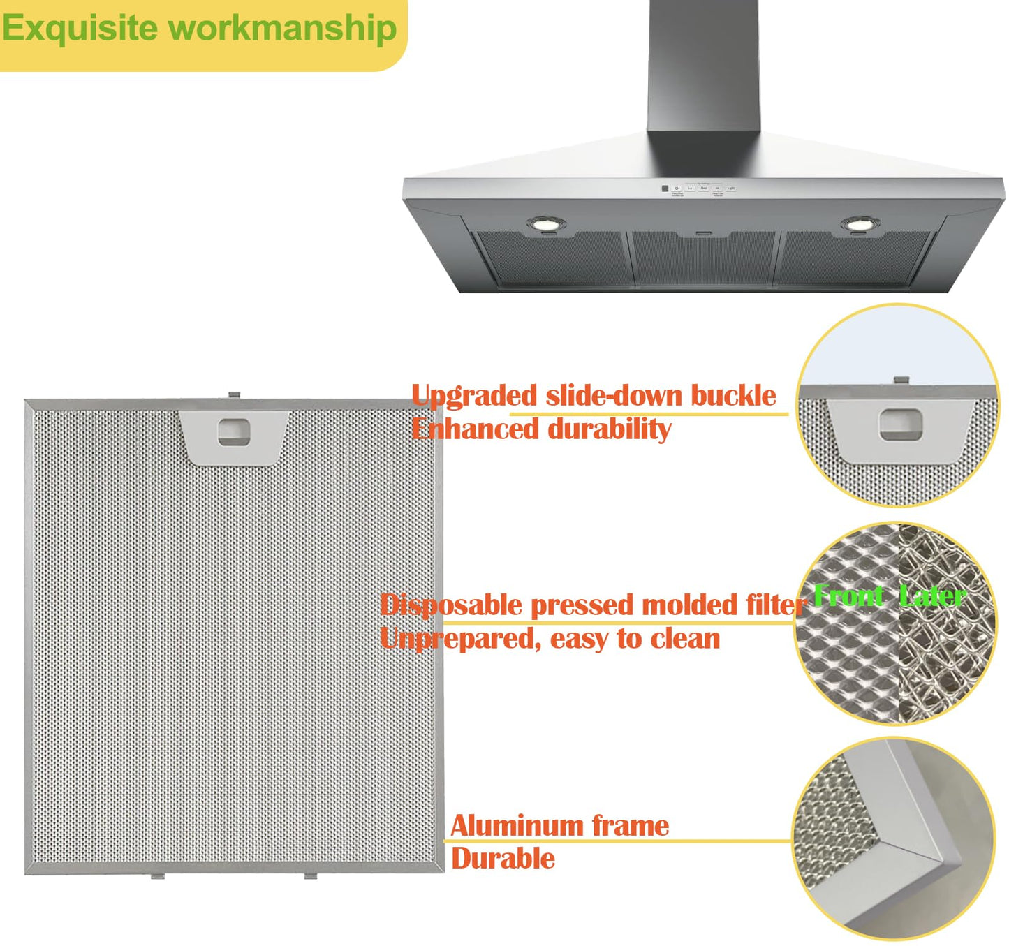 MNPARTS 3Pcs WB02X24871 Compatible with GE Range Hood Filter 11-13/16 x 10 in Range Hood Filter For JVW5361BJ1TS JVW5361EJ1ES JVW5361EJ2ES JVW5361SJ1SS UVW8364SP1SS