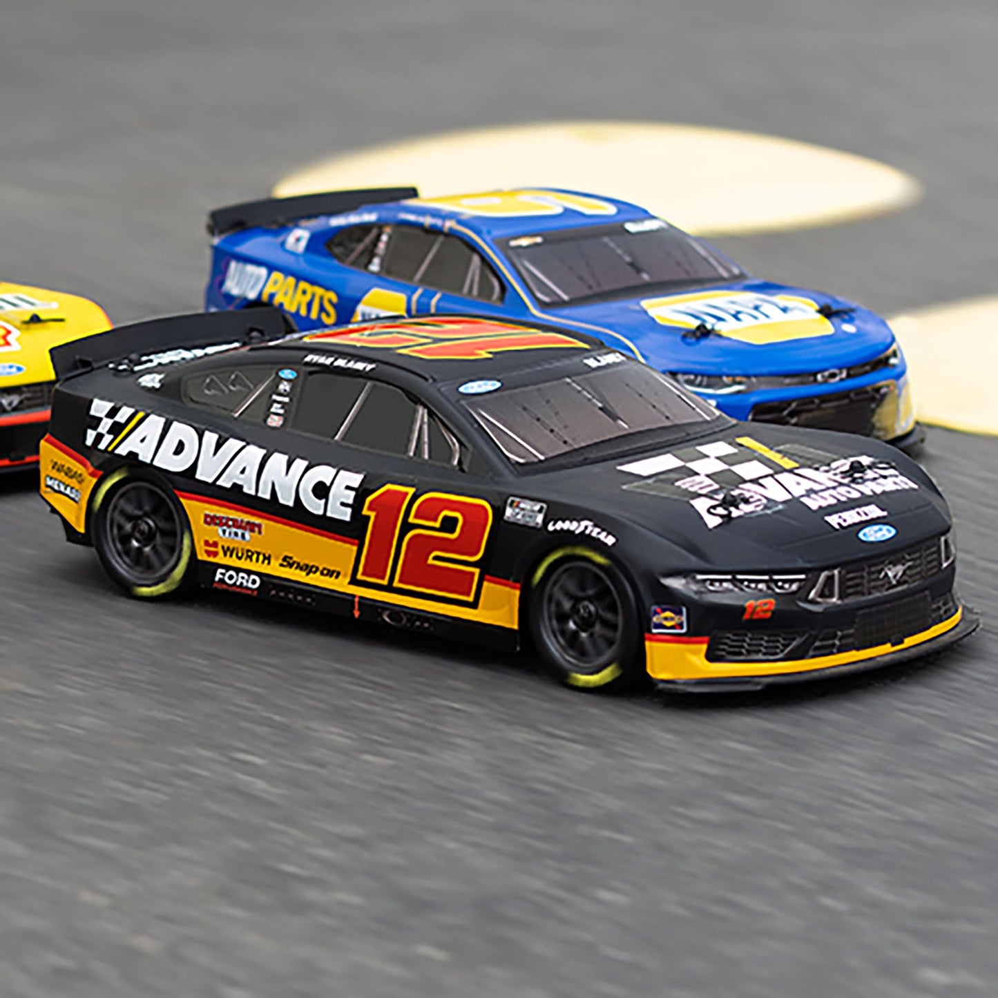 Losi 1/12 NASCAR RC Race Car Ryan Blaney No. 12 2025 Advance Auto Ford Mustang 2S AWD RTR Brushed On-Road Battery & Charger Included Black LOS1122512