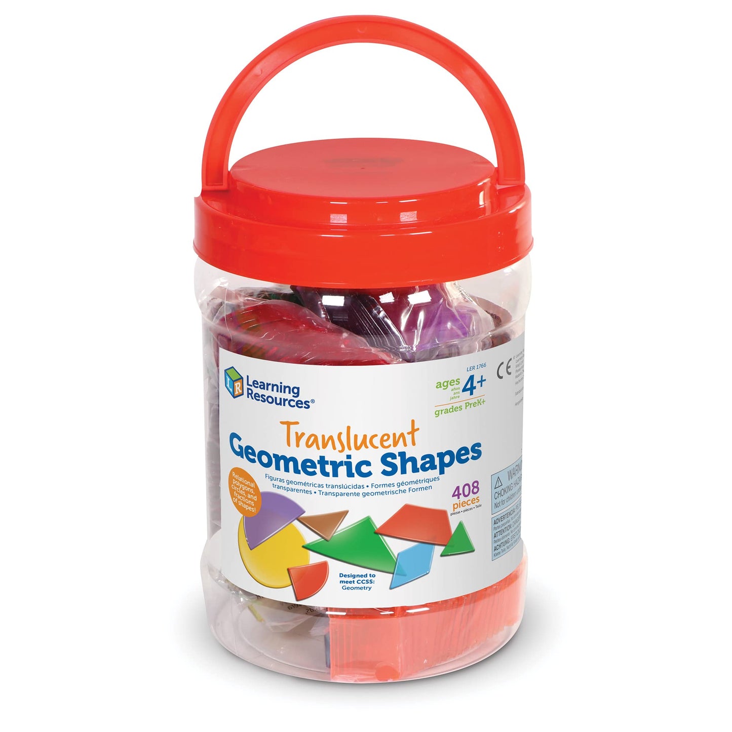 Learning Resources Translucent Geometric Shapes - Light Table Manipulatives for Kindergarten, Early Math Toys, Translucent Pattern Blocks for Classroom and Homeschool, Teacher Must Haves