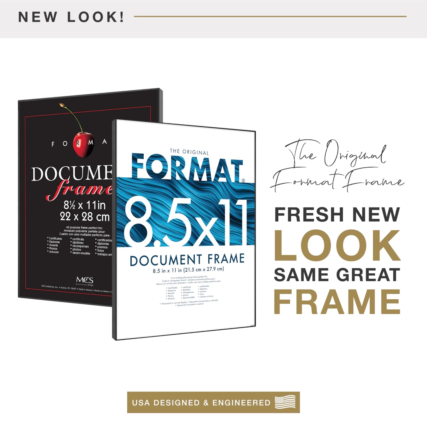 MCS Format 8.5x11 Picture Frame Black, Vertical & Horizontal Wall Hanging or Tabletop Easel for Photos & Art Prints (6-Pack)