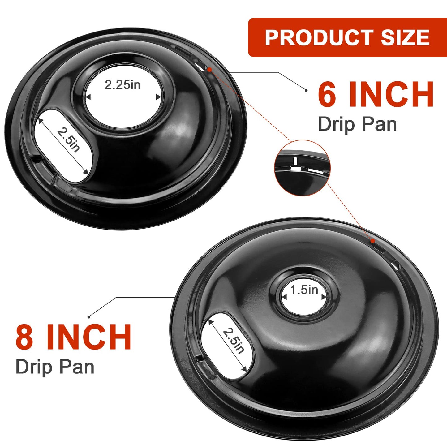 Porcelain Burner Drip Pan & MP22YA Electric Range Burner Element Unit Set Replacement - Compatible with Whirlpool Electric Range Stove by AMI PARTS