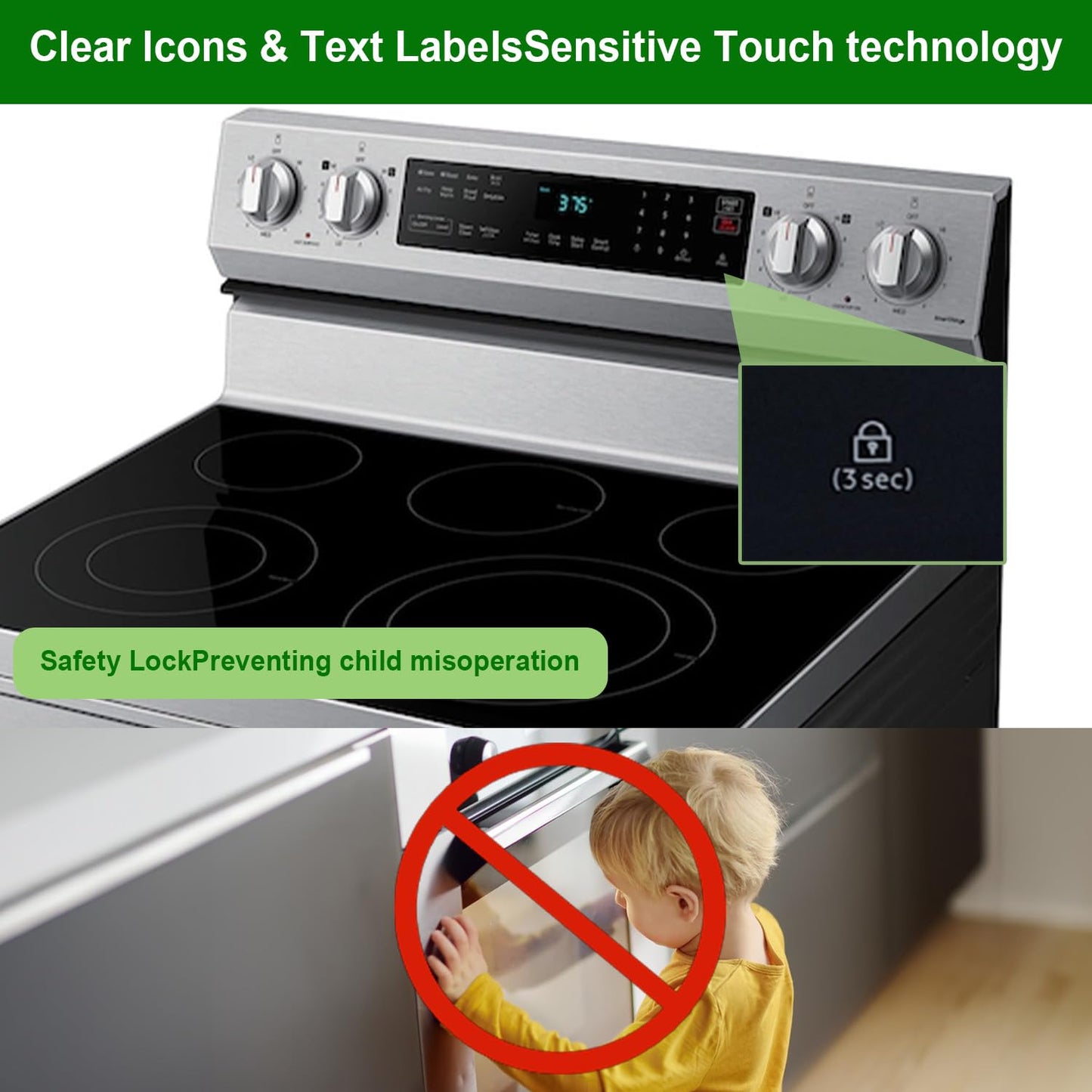 Upgraded DG96-00850H Range Membrane Switch Touchpad Control Panel Compatible with Samsung Gas Ranges Ovens NE63A6511SS/AA-00,NE63A6511SS/AC,NE63A6511SG/AA-00,NE63A6511SS/AA
