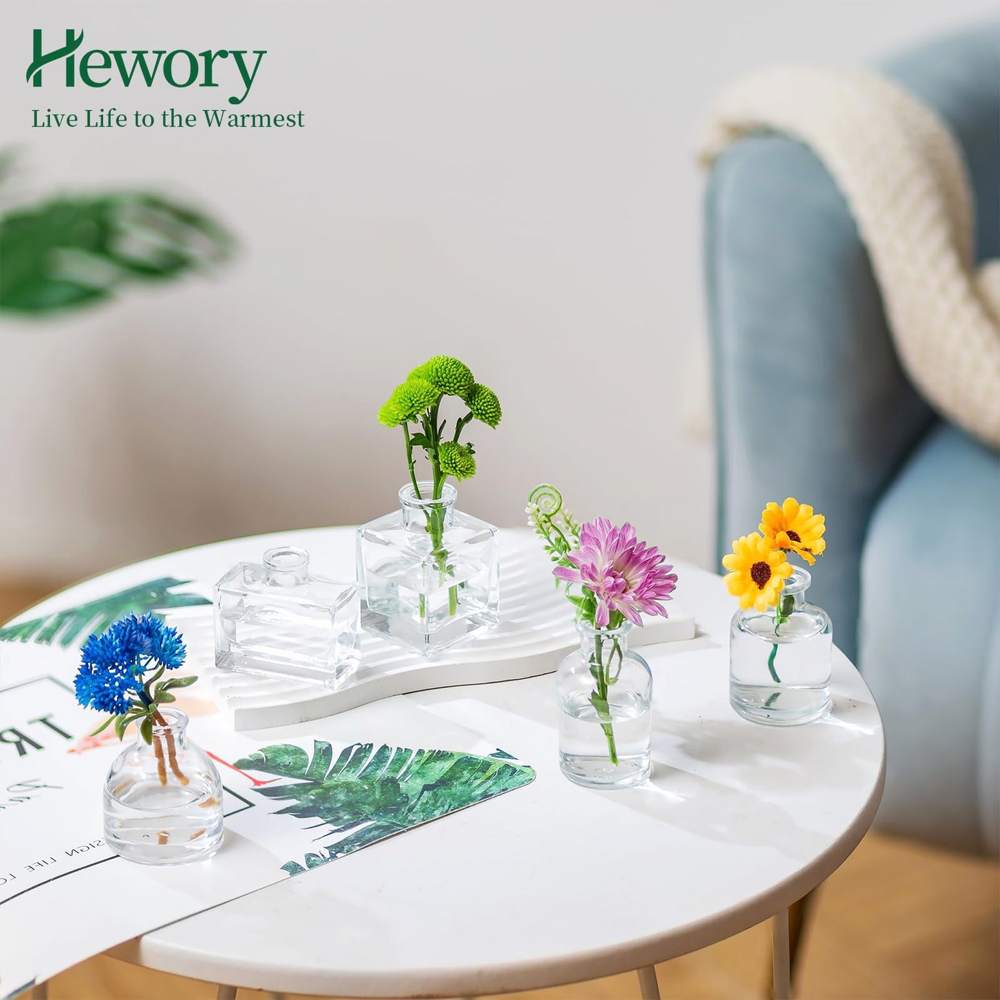 Small Glass Bud Vases for Centerpieces - Hewory 40pcs Clear Sturdy Cute Flower Vases Bulk, Mini Bottle Vase for Wedding Home Decor Birthday Party Events Mother's Day Bridal Shower Gifts Table Decor