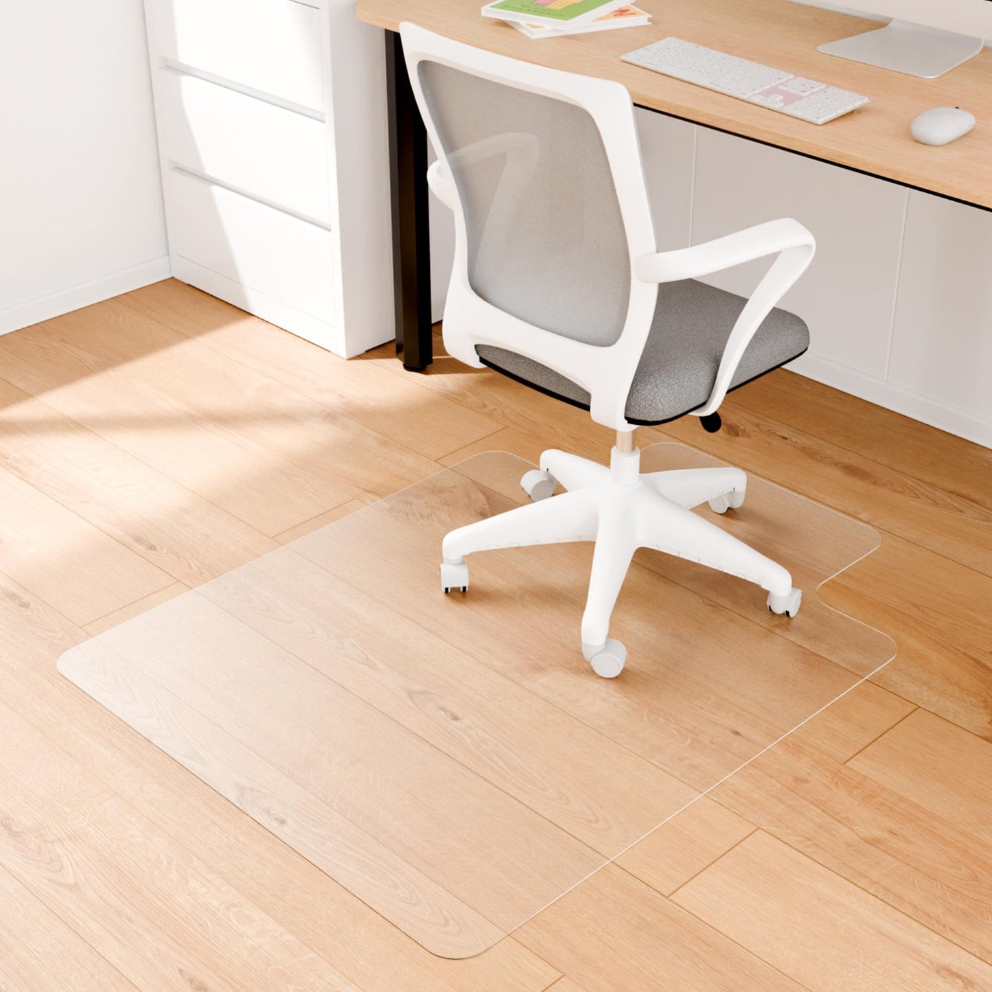 Naturei Chair Mat for Hard Floors- 48" x 36", Office Floor Mat for Rolling Chairs, Clear Plastic Desk Chair Mat, Easy Glide, Under Desk Floor Protector for Home and Office, with Lip