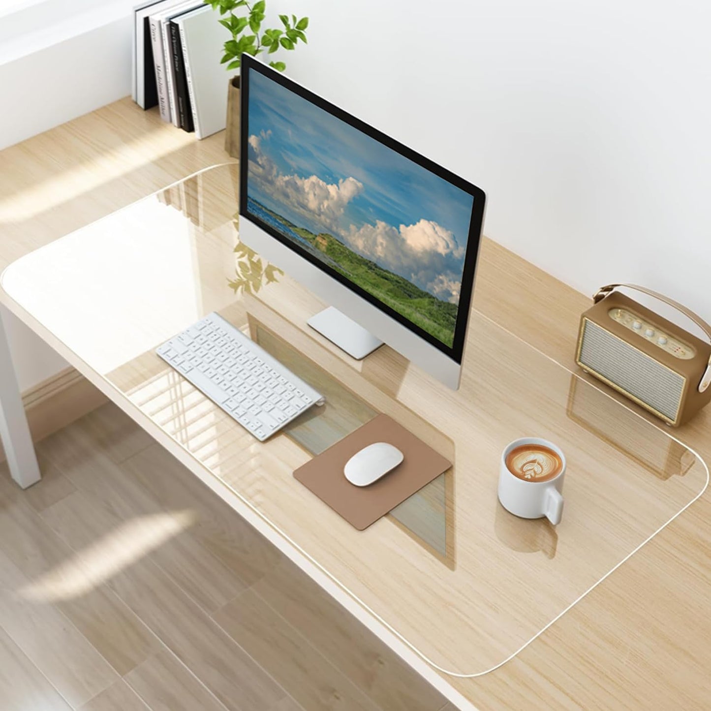LBJFYHJN Clear Desk Mat, Non-Slip PVC Desk Protector Mat with Round Edge, Heat Resistant & Waterproof Clear Desk Writing Mat for Home and Office (63"*23.6")
