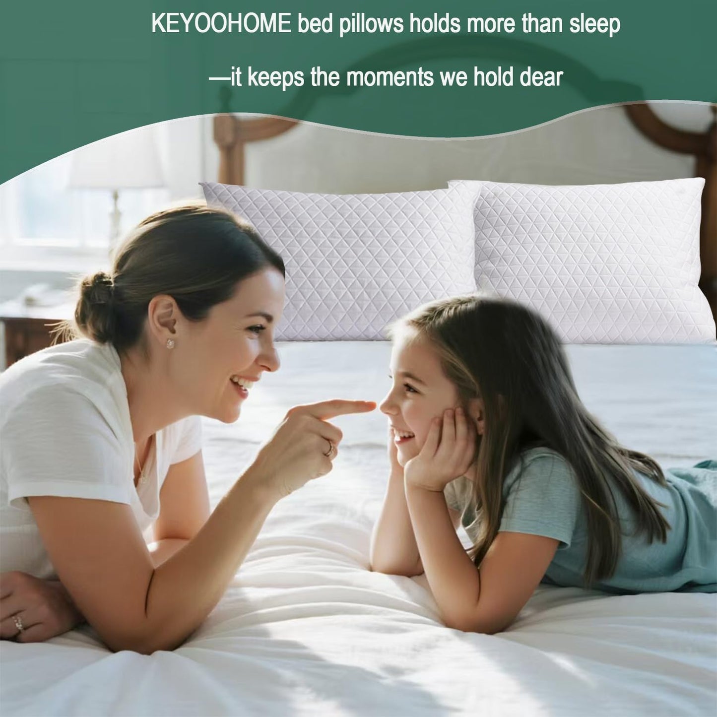 KEYOOHOME Shredded Memory Foam Pillows for Sleeping,Bed Pillows Queen Size Set of 2 Pack Cooling Adjustable,Good for Side and Back Sleeper with Washable Removable Cover