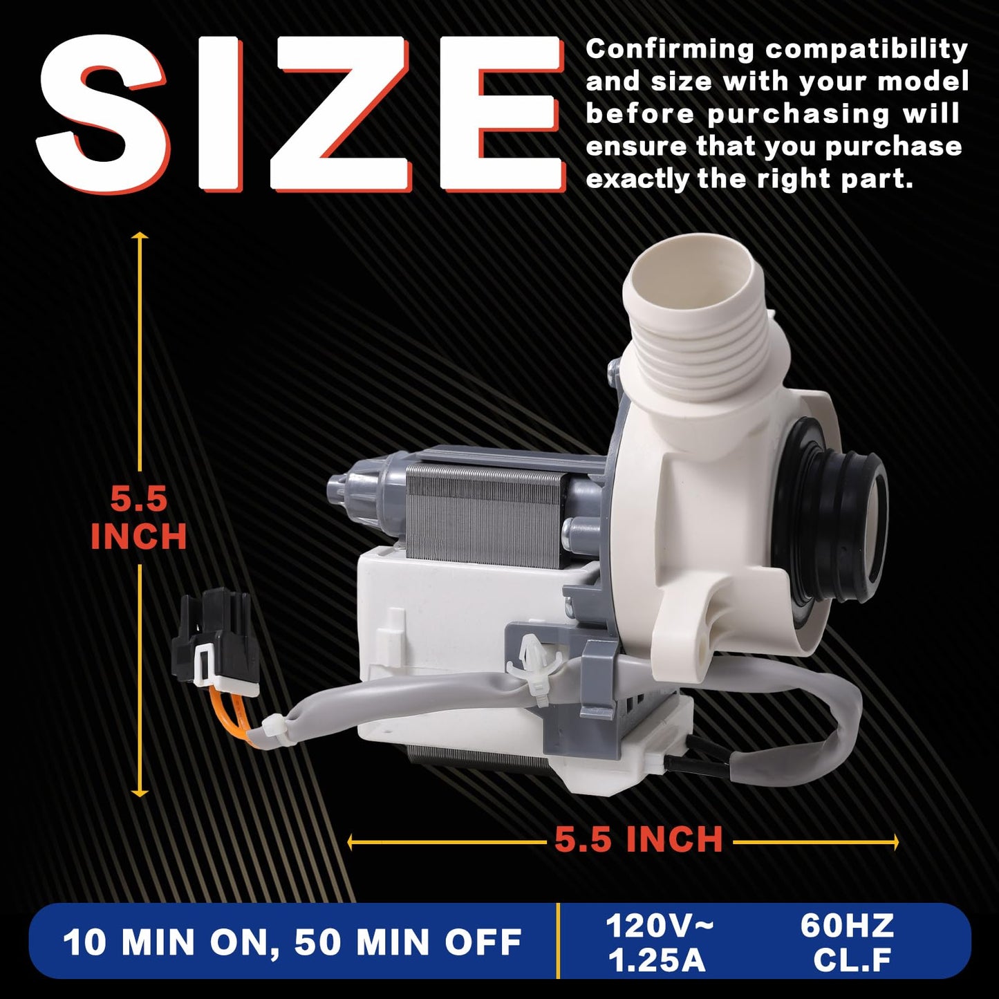 290D1201G001 WH23X24178 Washer Drain Pump, Fit for GE Models GTW460ASJ8WW GTW460ASJ4WW GTW460ASJ6WW GTW330ASK1WW GTW335ASN2WW GTW220ACK4WW GTW680BSJ5WS, Replaces B40-3A01, WH23X28418, WH23X27574