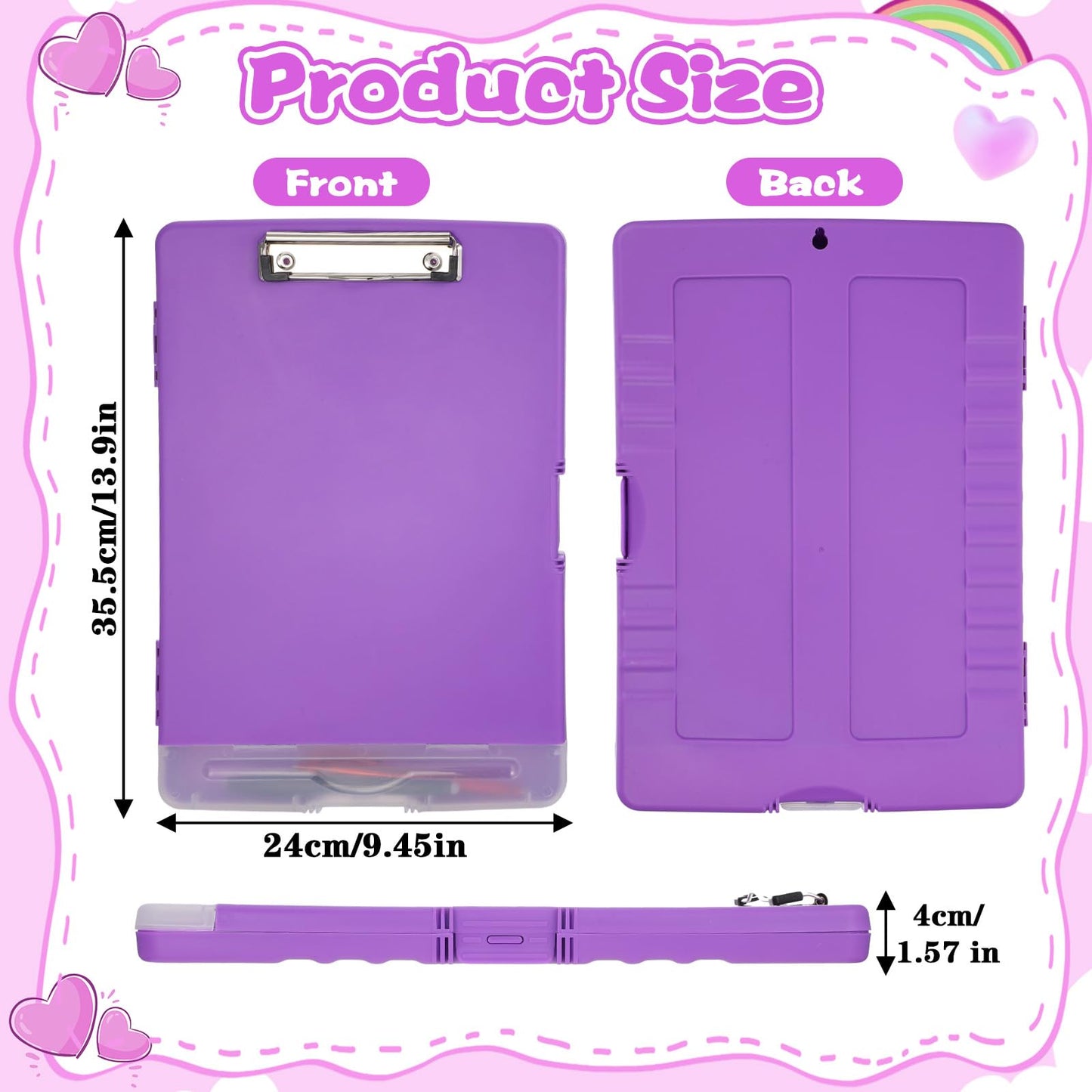 JIEYAO 6 Pcs Heavy Duty Plastic Clipboard with Storage, A4 Colorful Waterproof Clipboards with Pen Holder Side-Opening Nursing Clip Board for Office School Supplies