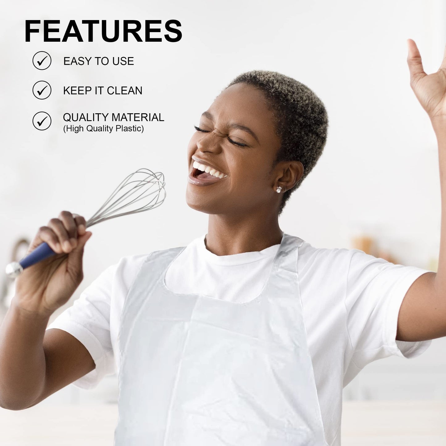 MT Products White Plastic/Poly Apron 46" x 28" - Disposable Kitchen Apron - Pack of 100