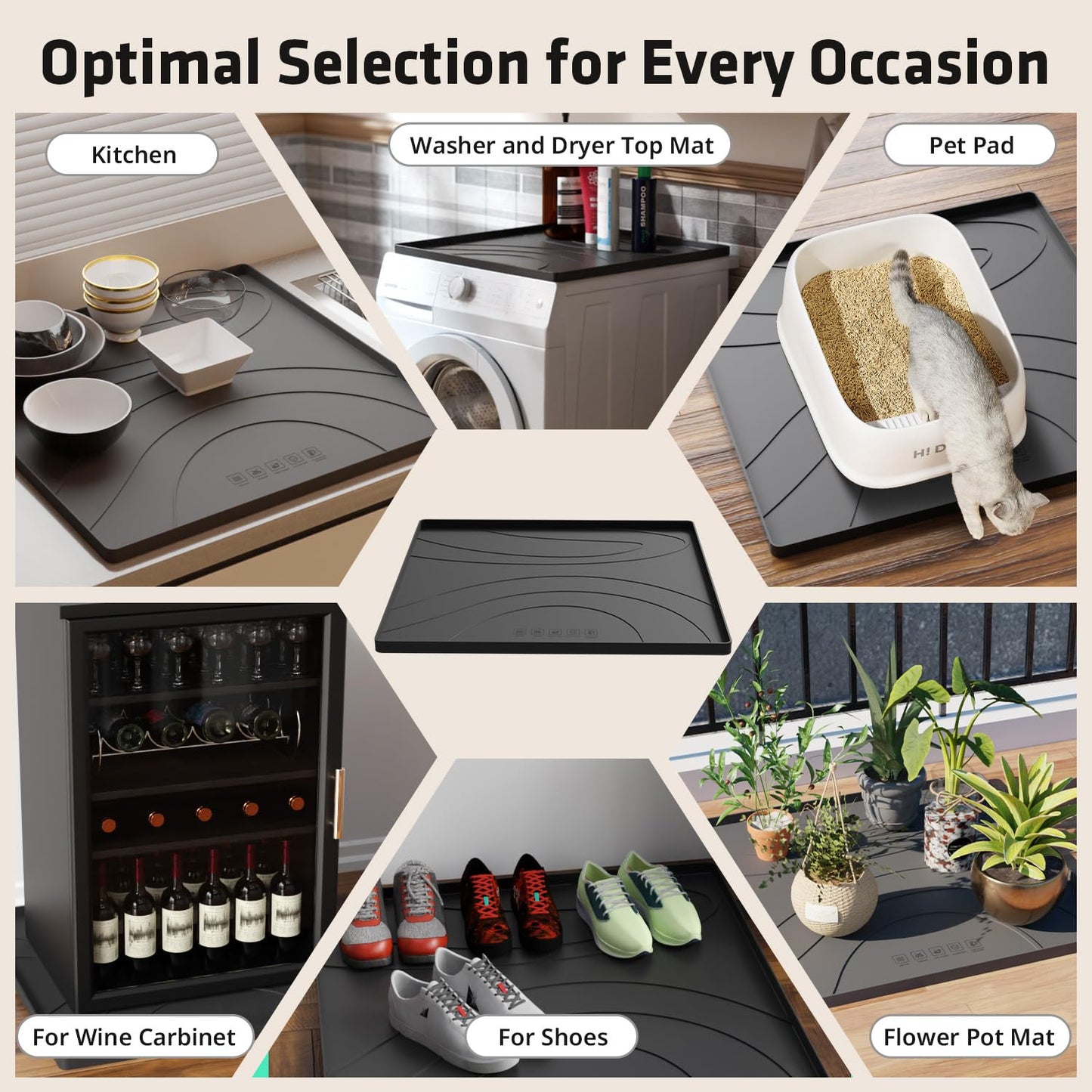 53.5"x26.8" Washer and Dryer Covers for the Top - 1PC Non-slip Silicone Washer Dryer Top Protector Mat - Waterproof Dryer Covers for the Top - Washer Dryer Countertop for Laundry & Kitchen