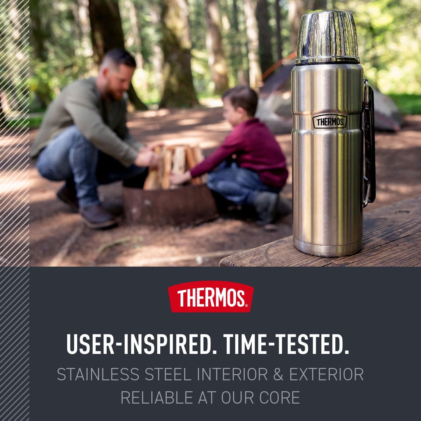 THERMOS Stainless King Vacuum-Insulated Beverage Bottle, 40 Ounce, Rustic Red