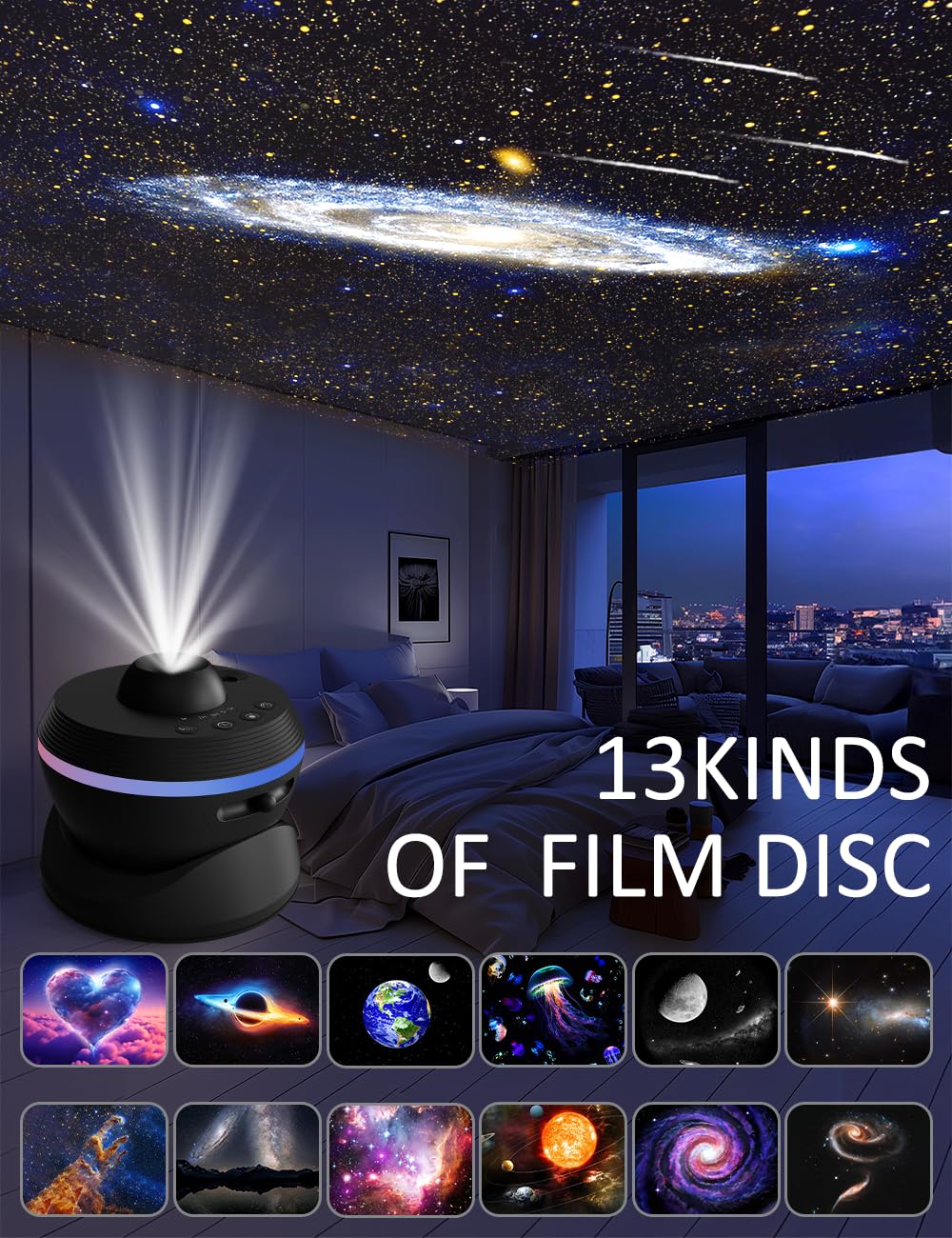 Upgraded Metros Planetarium Projector for Bedroom, 13 in 1 Star Projector Galaxy Light, Ceiling Night Light Milky Way Mood Lighting with Timer, LED Space Galaxy Lamp Room Decor for Adults Kids