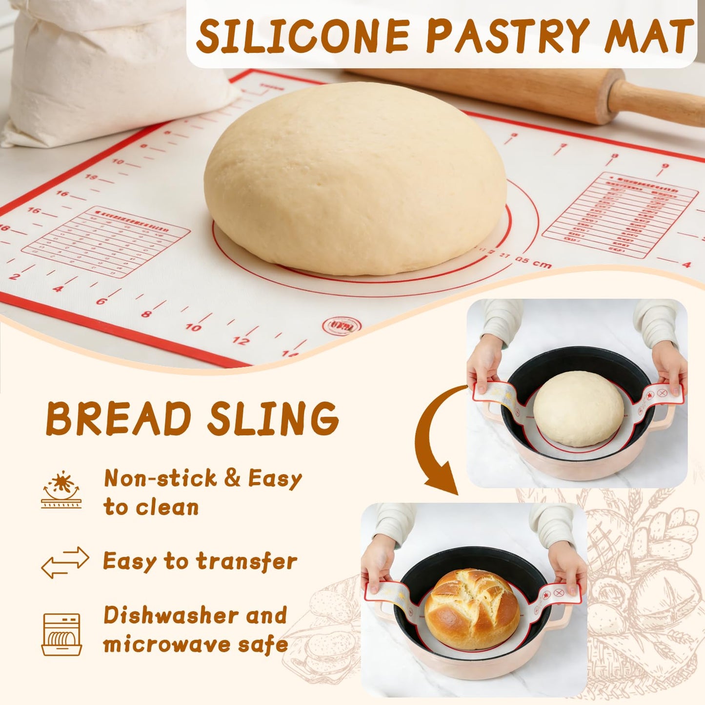 52 Pcs Sourdough Starter Kit, Sourdough Bread Baking Supplies with 9" Round & 10" Oval Banneton Bread Proofing Basket, Cooling Rack, Sour Dough Starter Jar, Bread Making Kit Gifts for Women Wife Mom