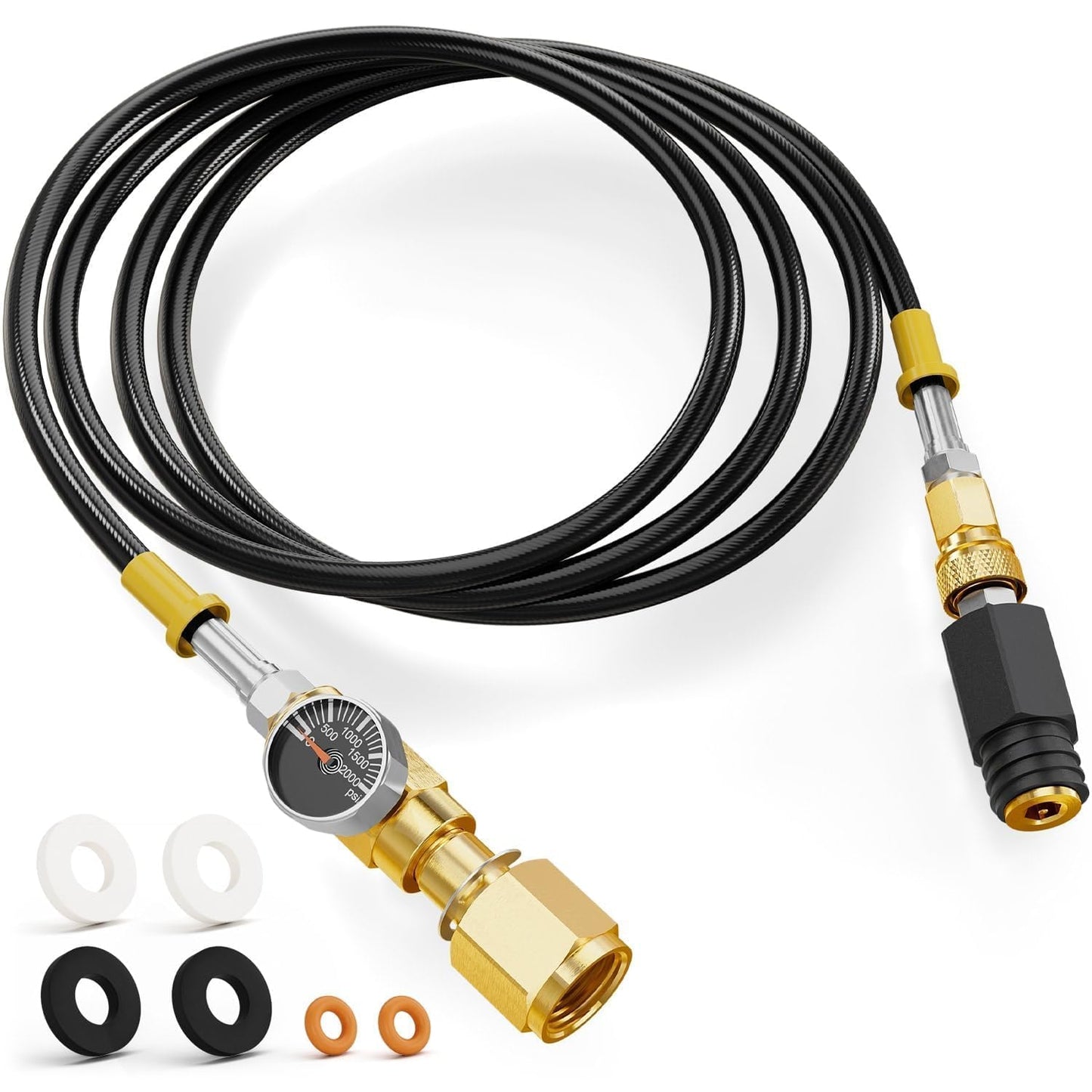 CALPOSE Soda Machine CO2 Adapter，Soda Machine CO2 Refill Quick Connect Adapter with Gauge and Bleed Valve，Soda Maker Part with CGA320 to TR21-4 Soda Machine Compatible for Fizze, One Touch, Jet